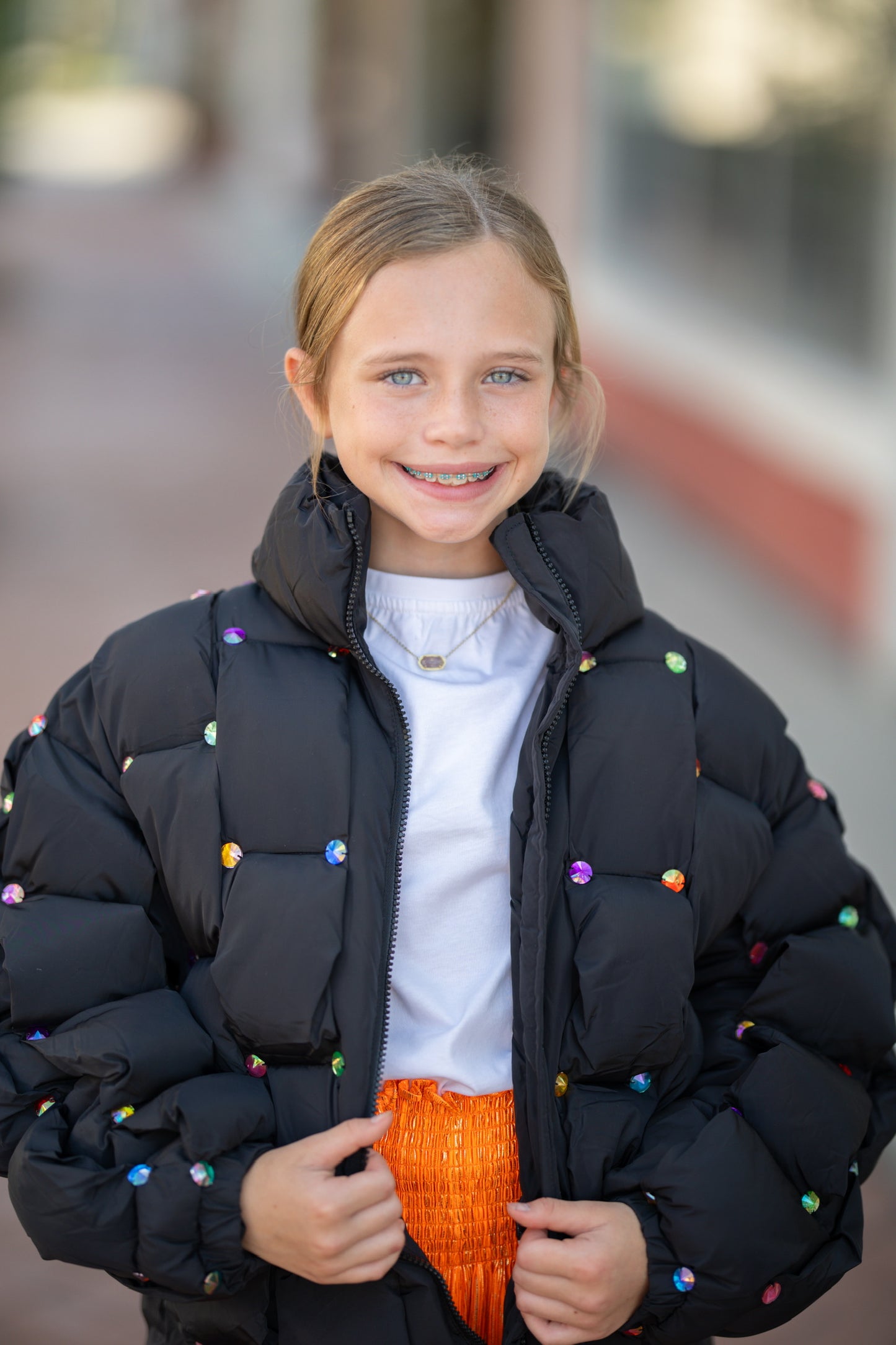 Kids Rainbow Gem Quilted Puffer