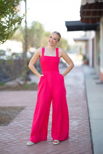 Flamingo Pink Comfy Jumpsuit