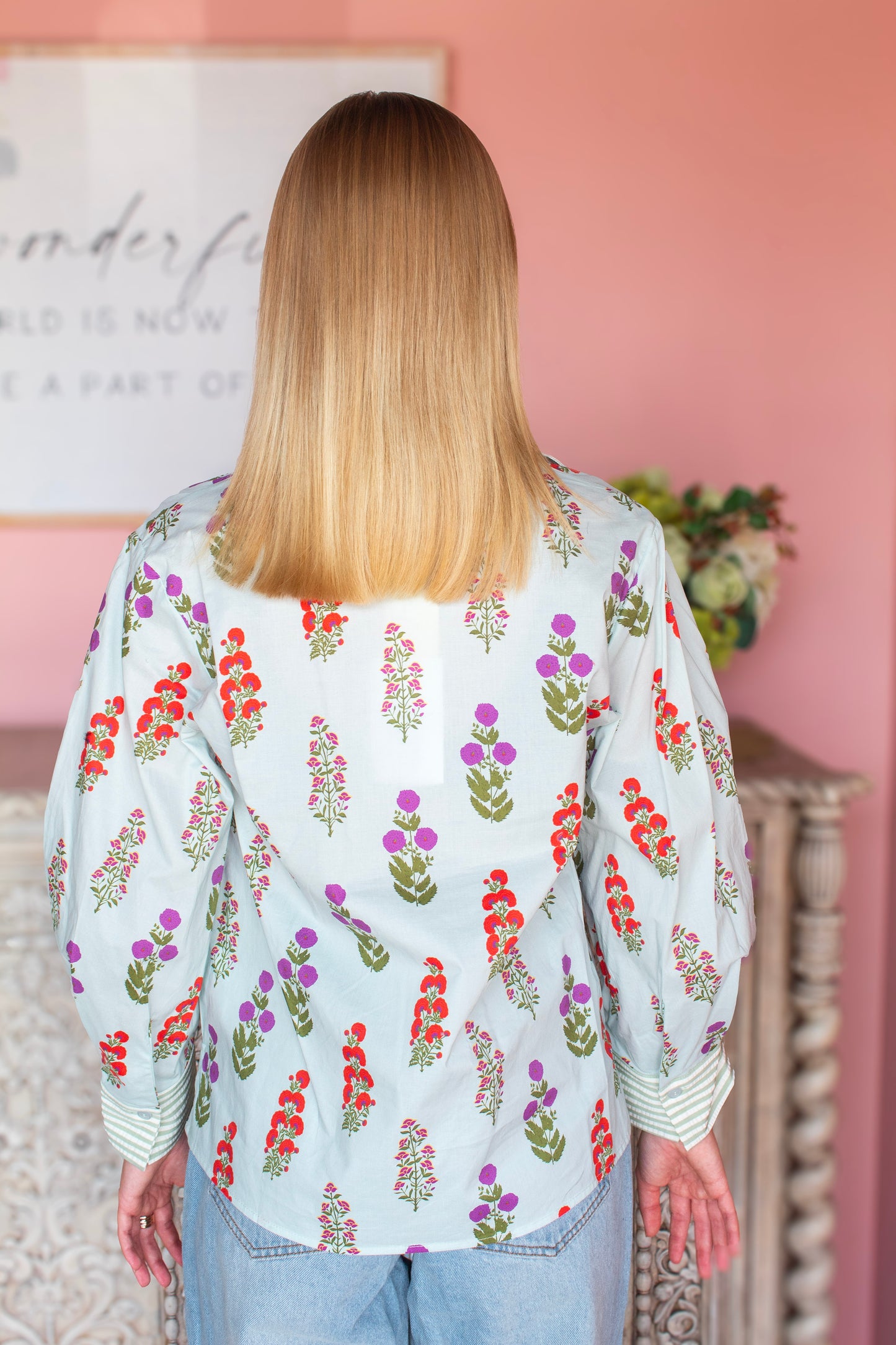 Minty Floral V-Neck Top