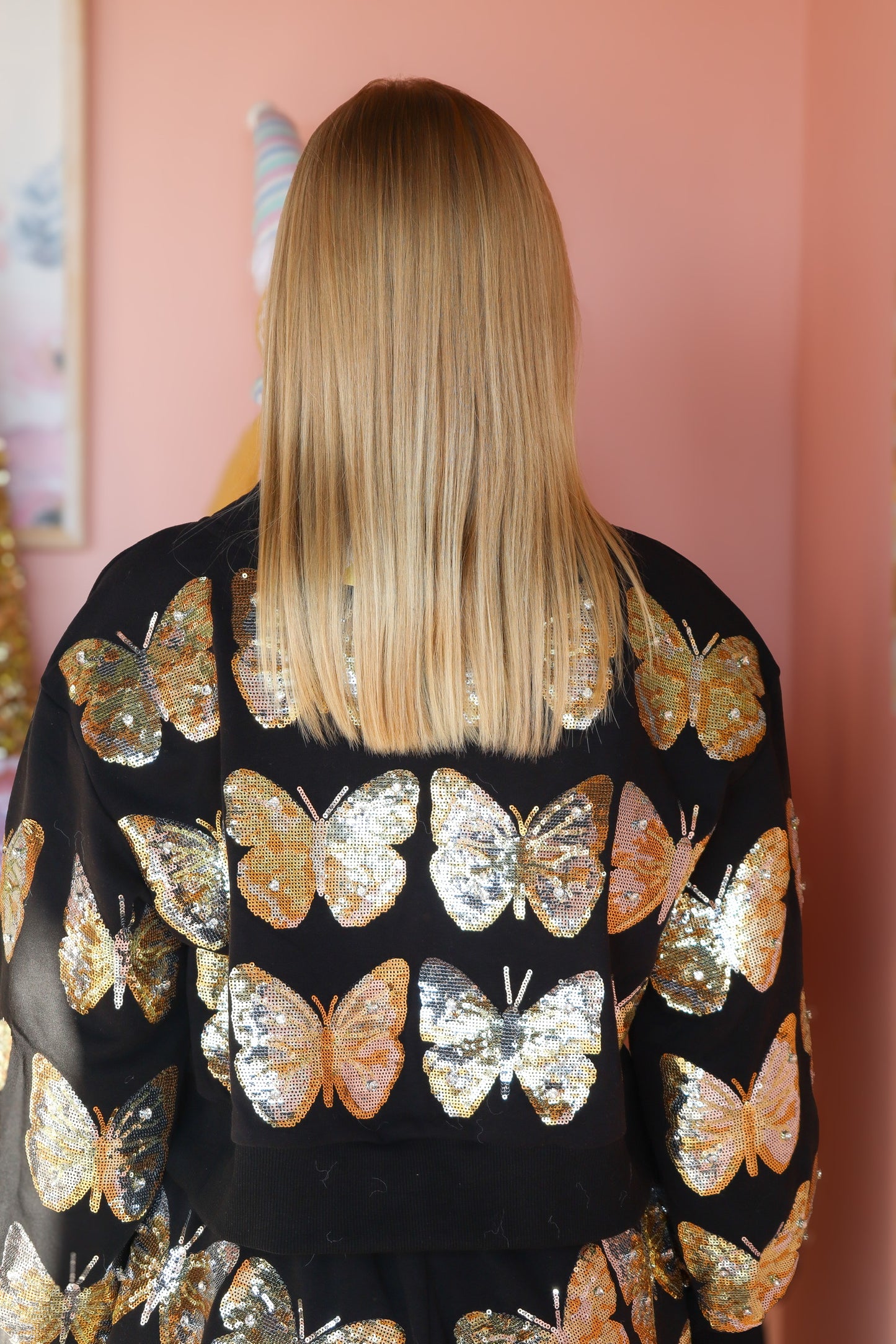 QOS Mock-Neck Butterfly Sweatshirt