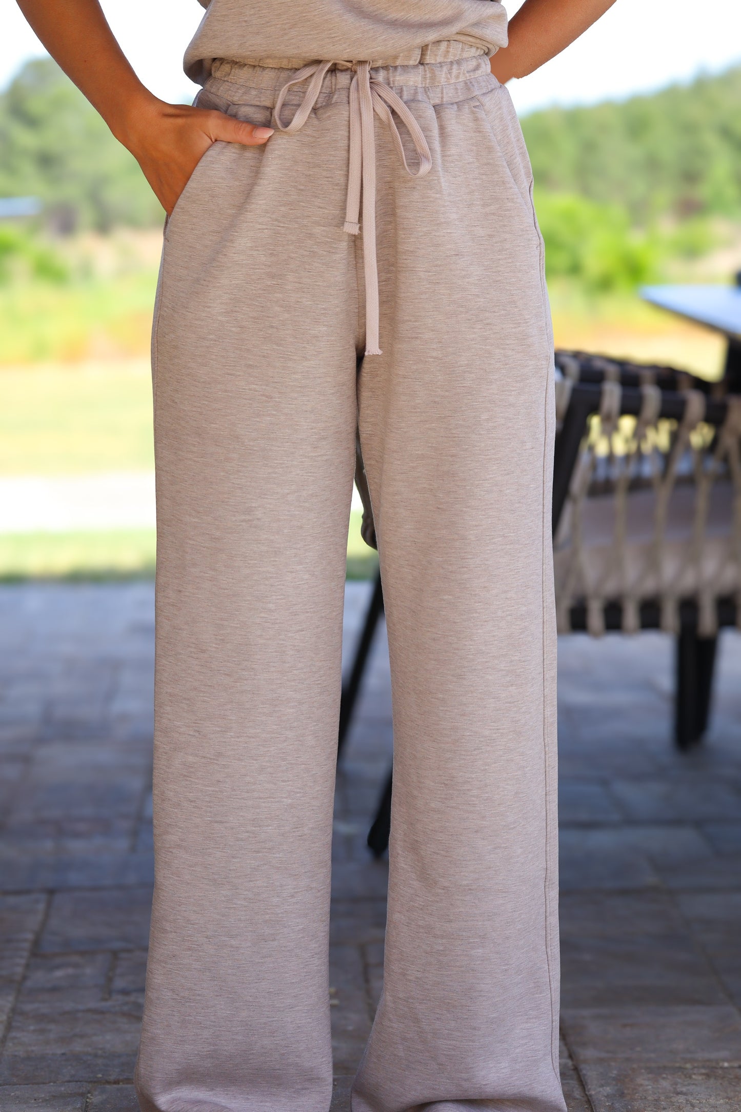 Taupe Straight Leg Scuba Pants