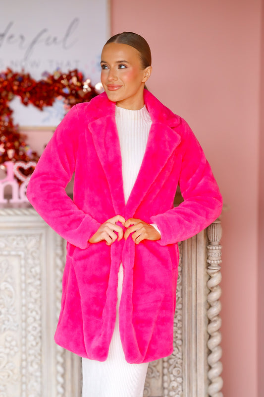 Boss Babe Pink Fur Jacket