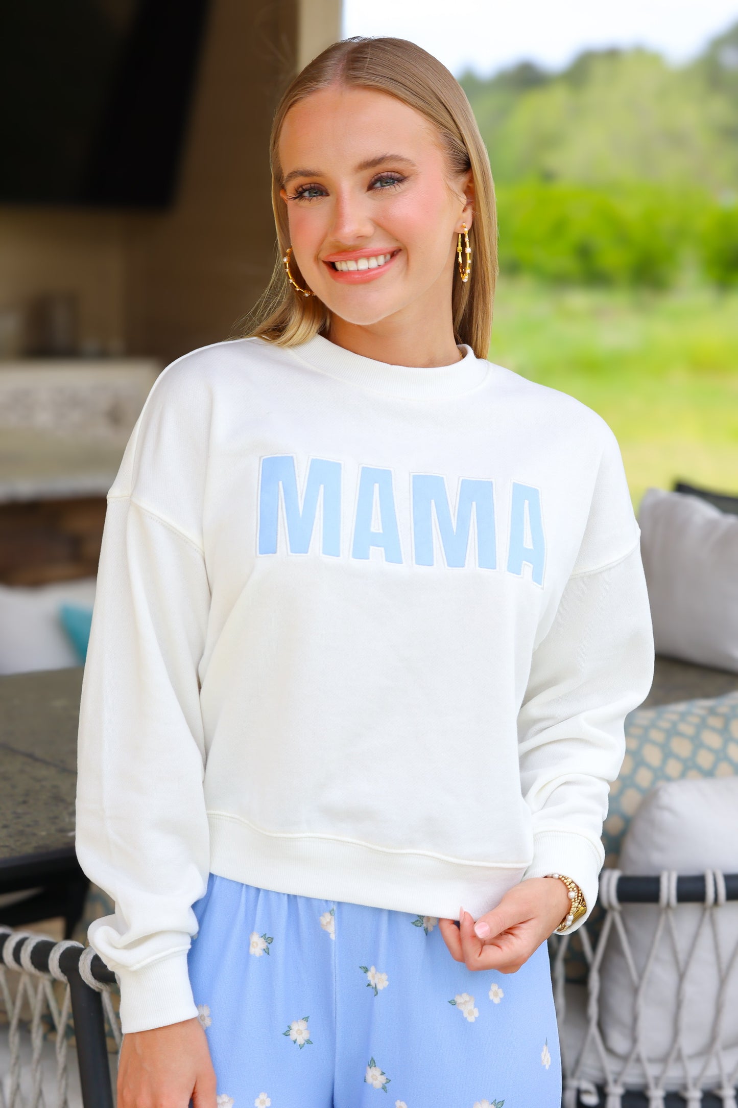 Blue and White MAMA Sweatshirt