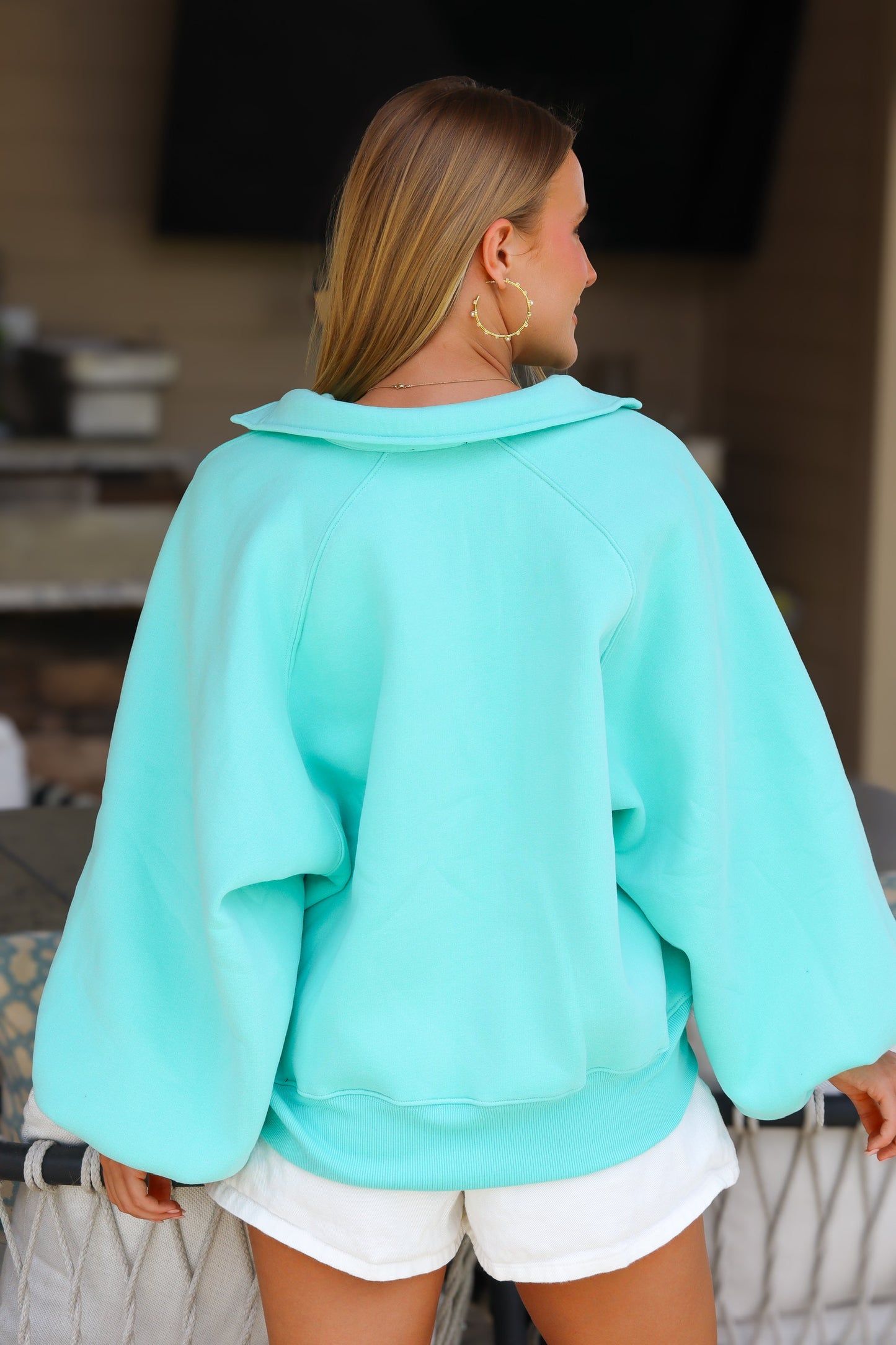 Seafoam Button Sweatshirt
