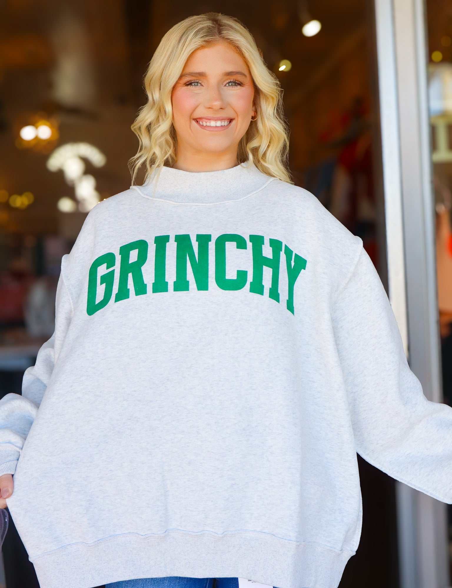 "Grinchy & Naughty" Reversible Mock Neck Sweatshirt