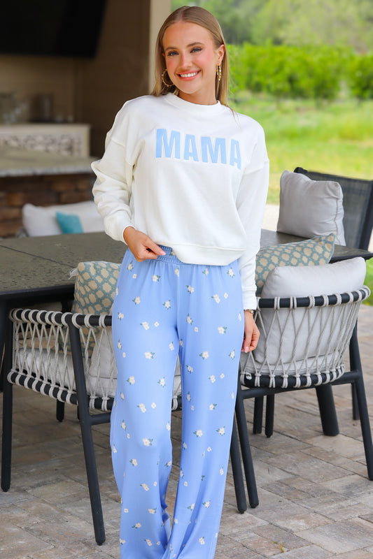 Ice Blue Dawn Floral Pants