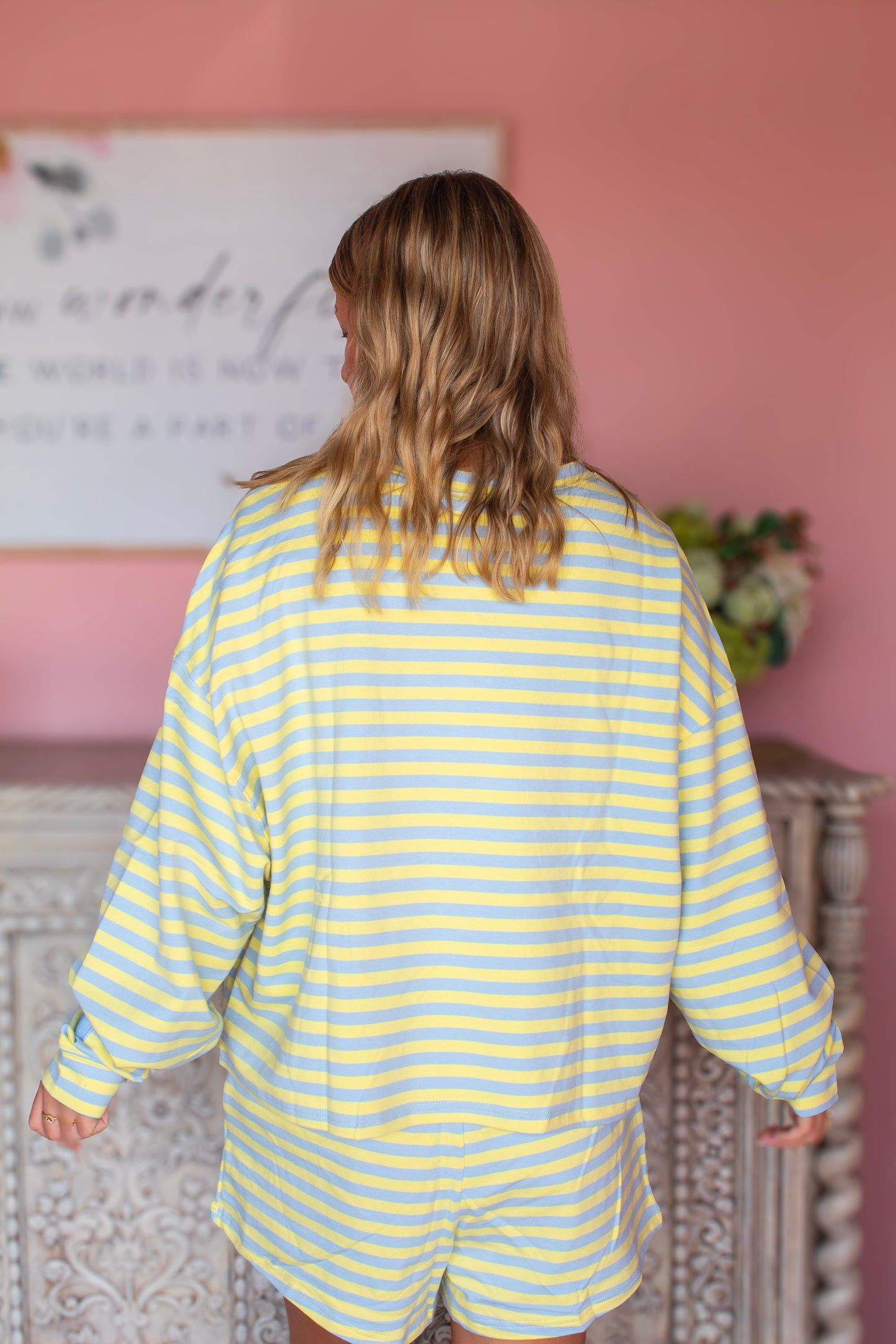 Blue/Lemon long sleeve Striped Set