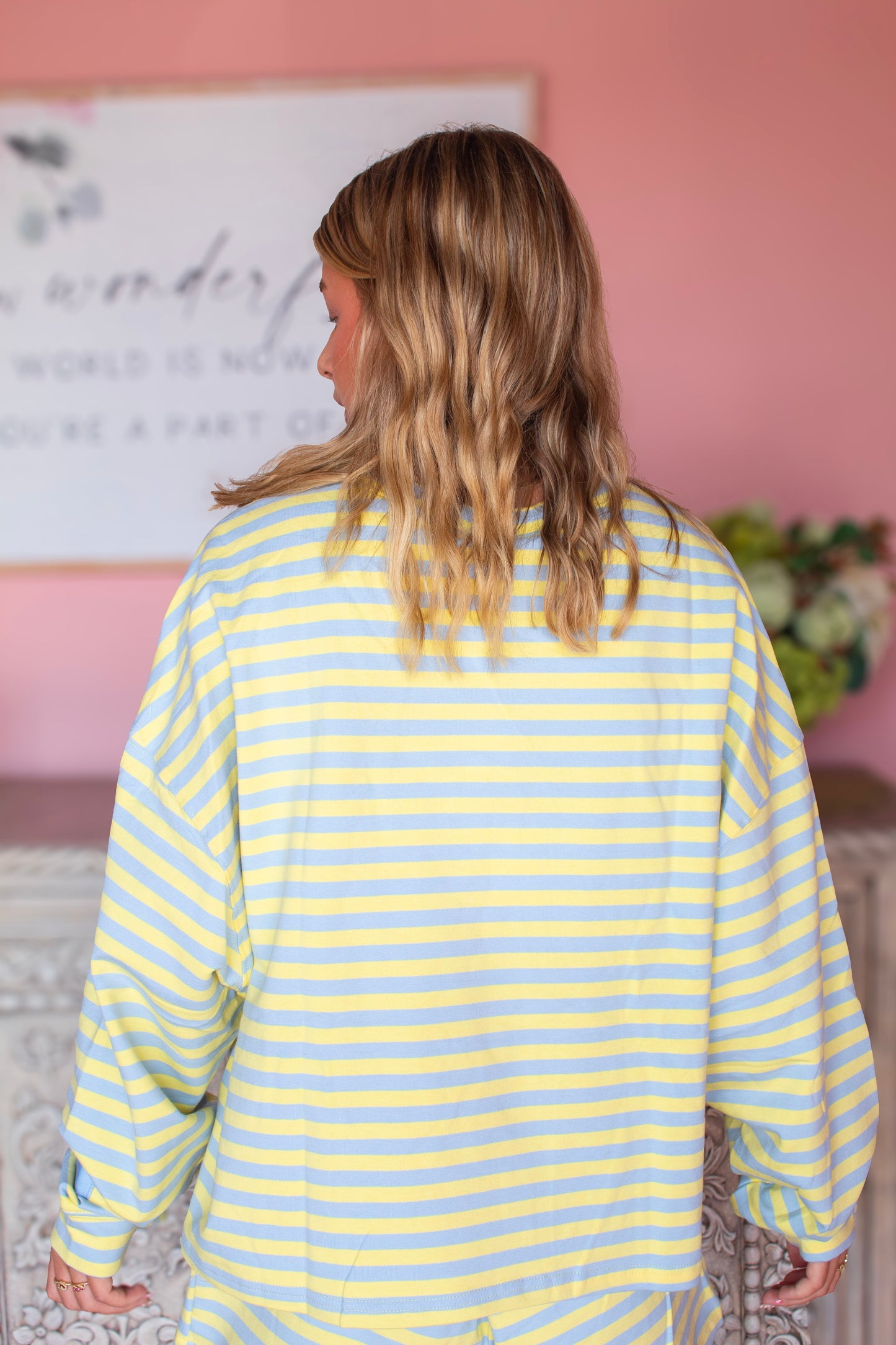 Blue/Lemon long sleeve Striped Set