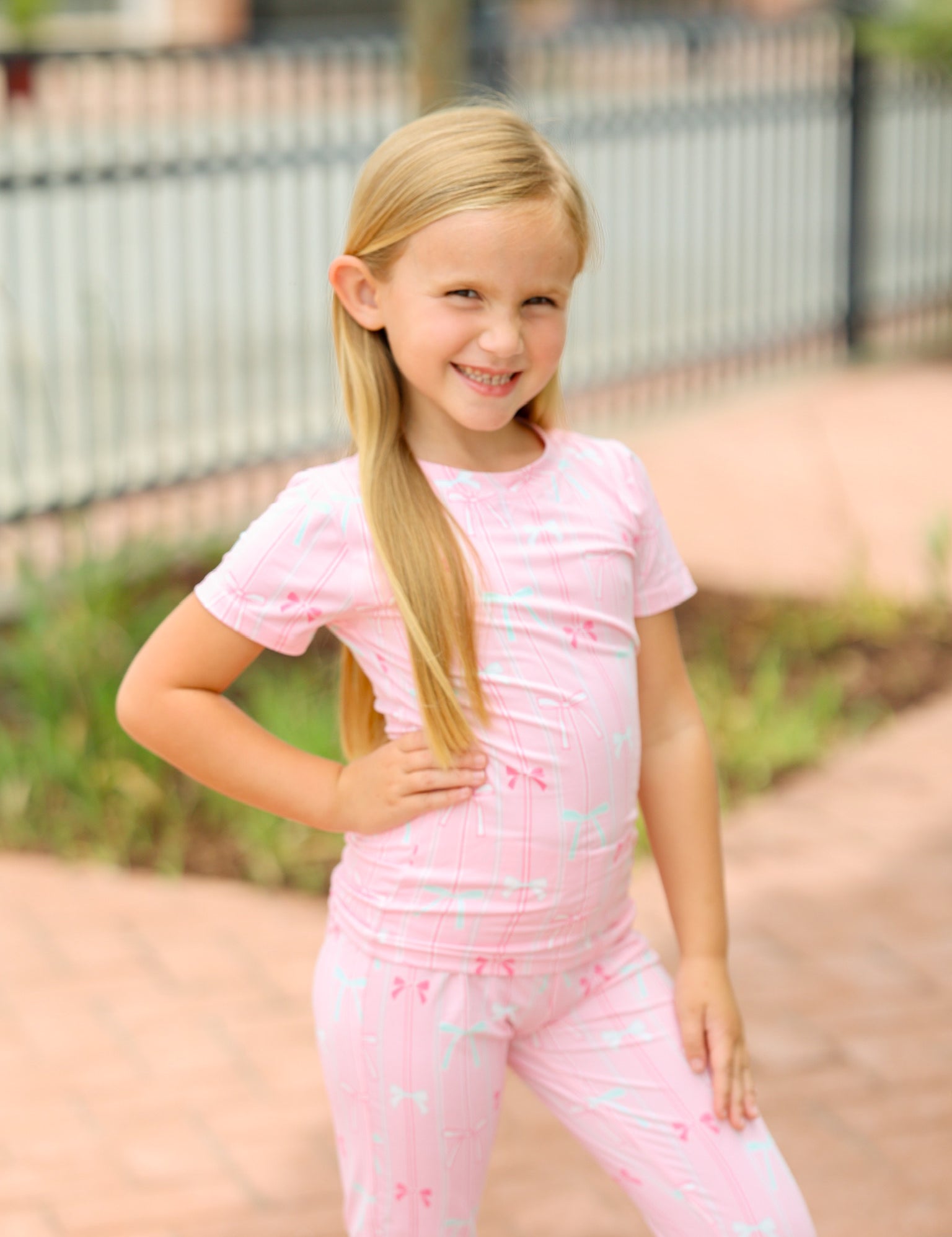 Kids Pink Bow Pajamas