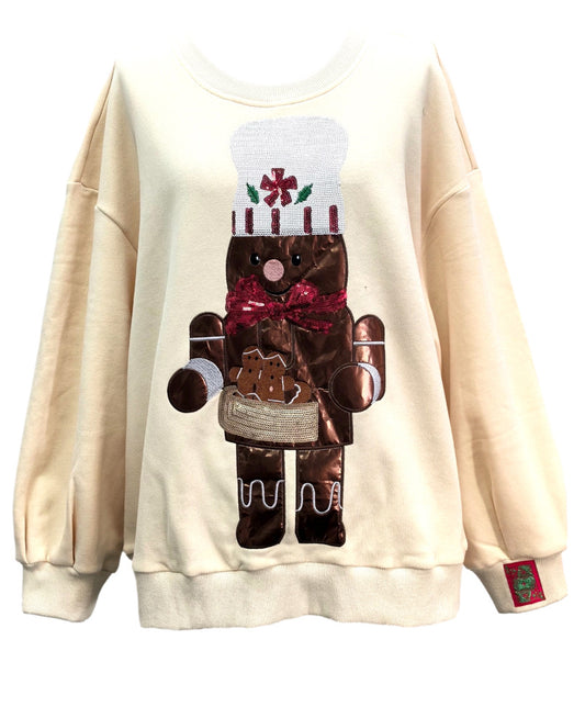 QOS Beige Gingerbread Man Sweatshirt