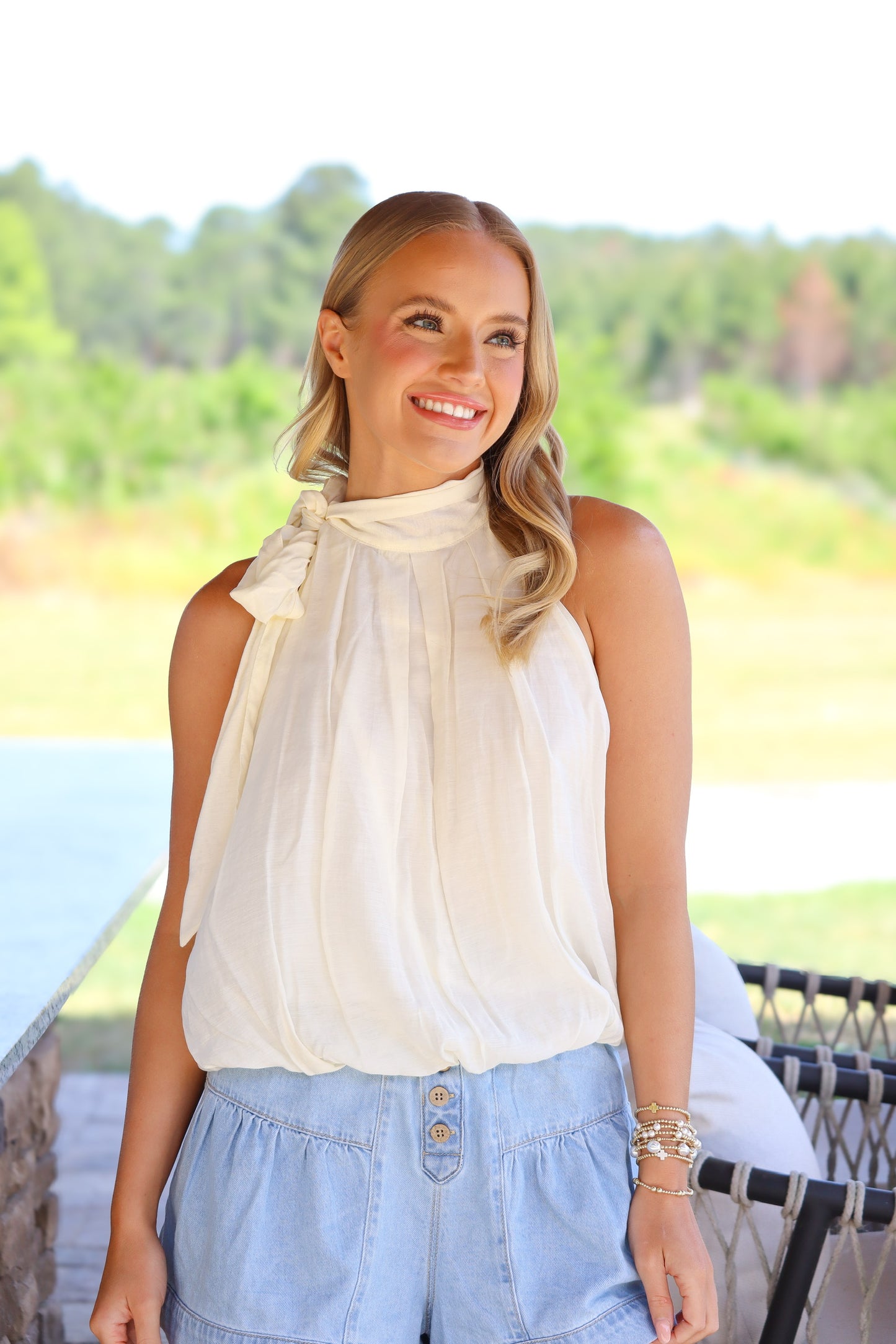 Cream Tie Top