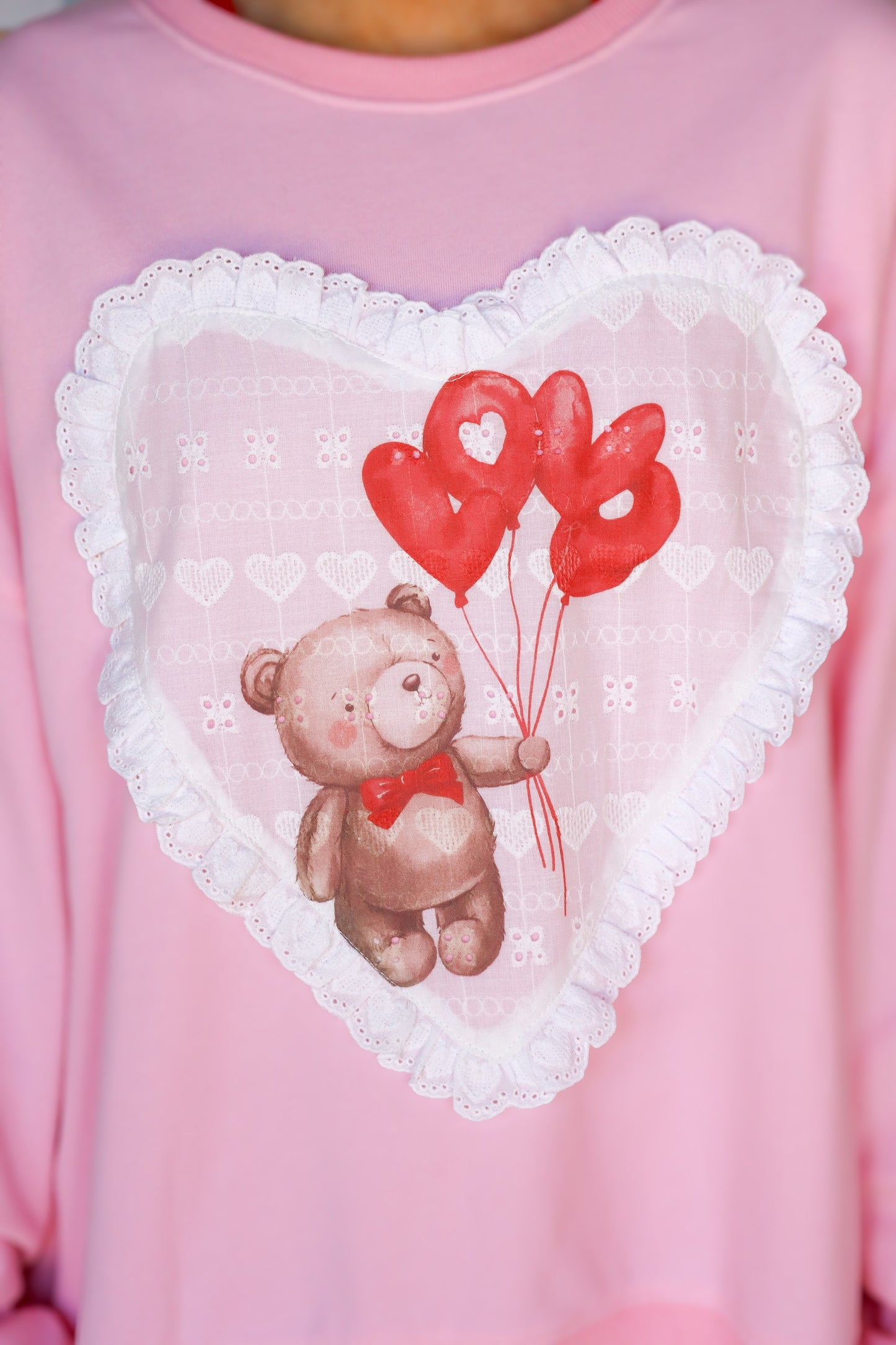 Valentine Bear Heart Patch Sweatshirt