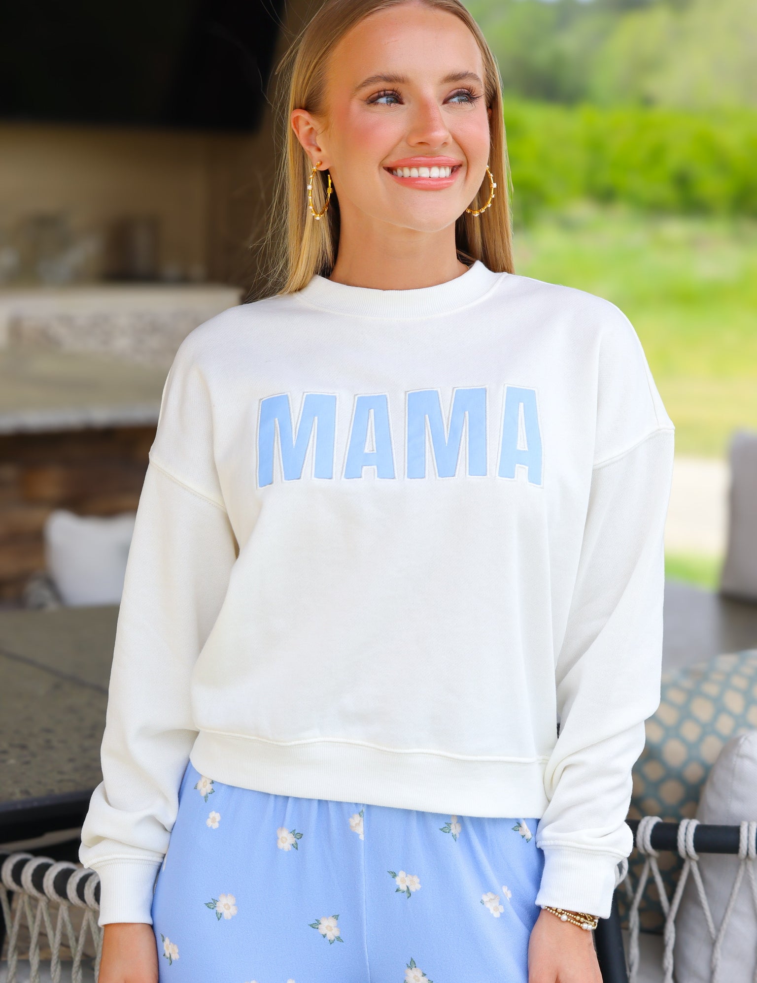 Blue and White MAMA Sweatshirt
