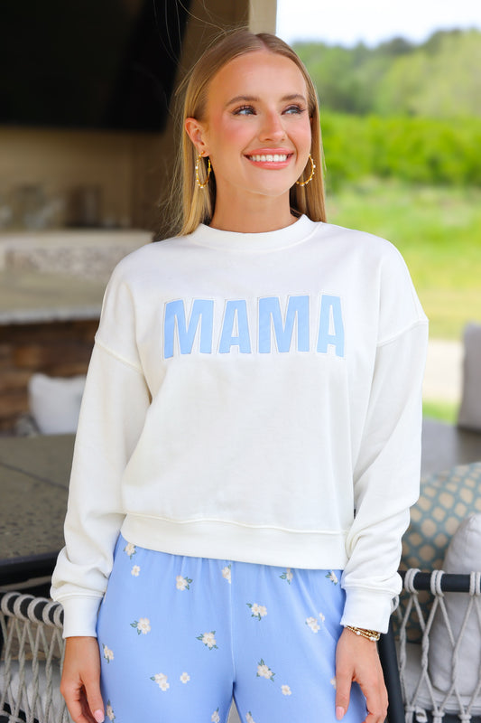 Blue and White MAMA Sweatshirt
