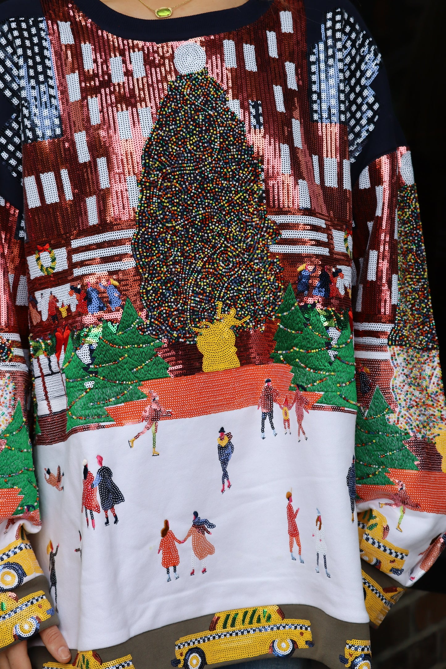 QOS Sequin Rockefeller Center Sweatshirt