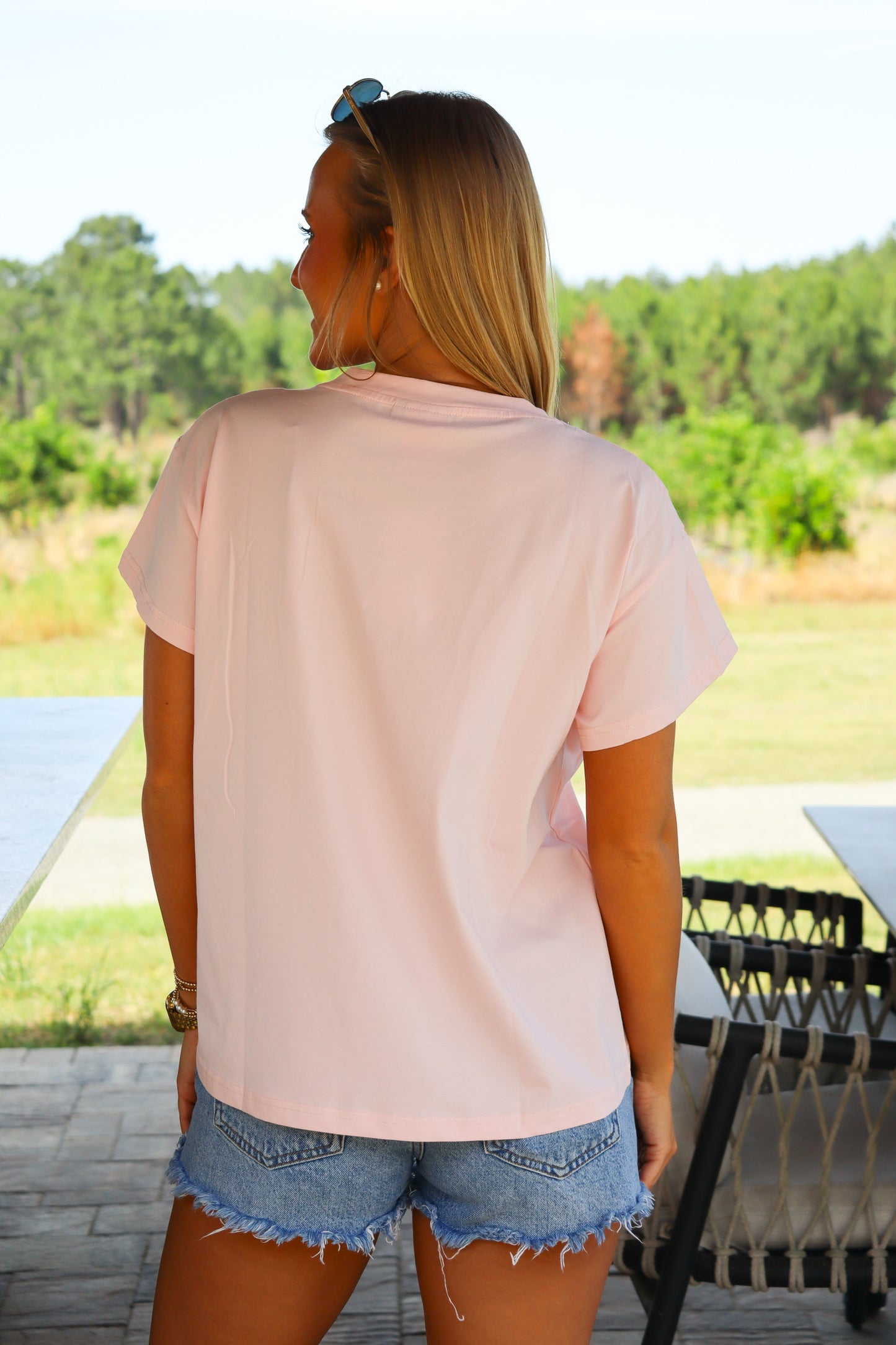 QOS Light Pink 'USA" Bandana Tee