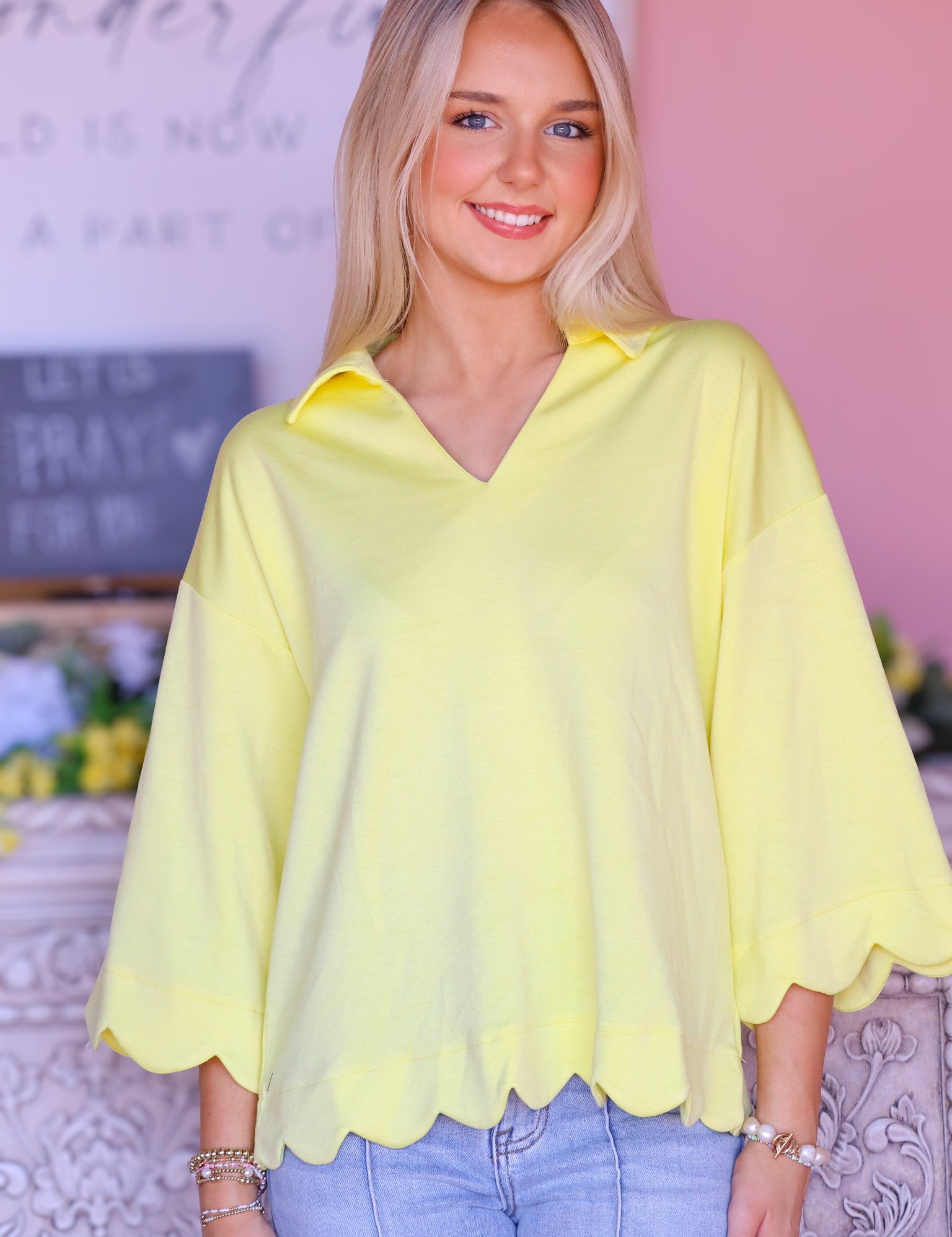 Sunny Yellow Scallop Top