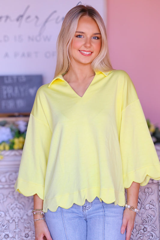 Sunny Yellow Scallop Top