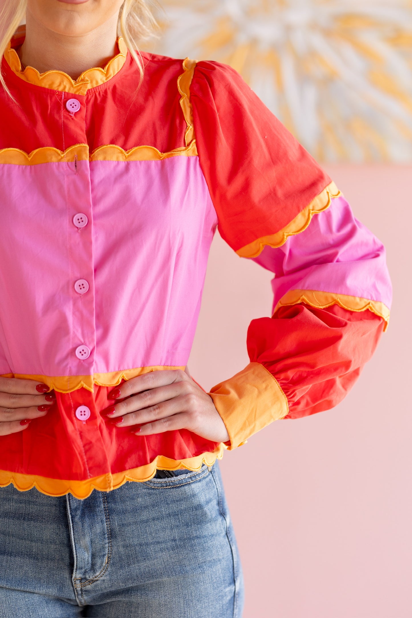 Pink Scalloped Multi Top