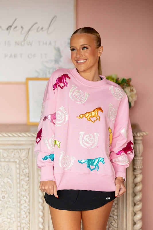 Kentucky Derby Rainbow Racehorse Sweatshirt