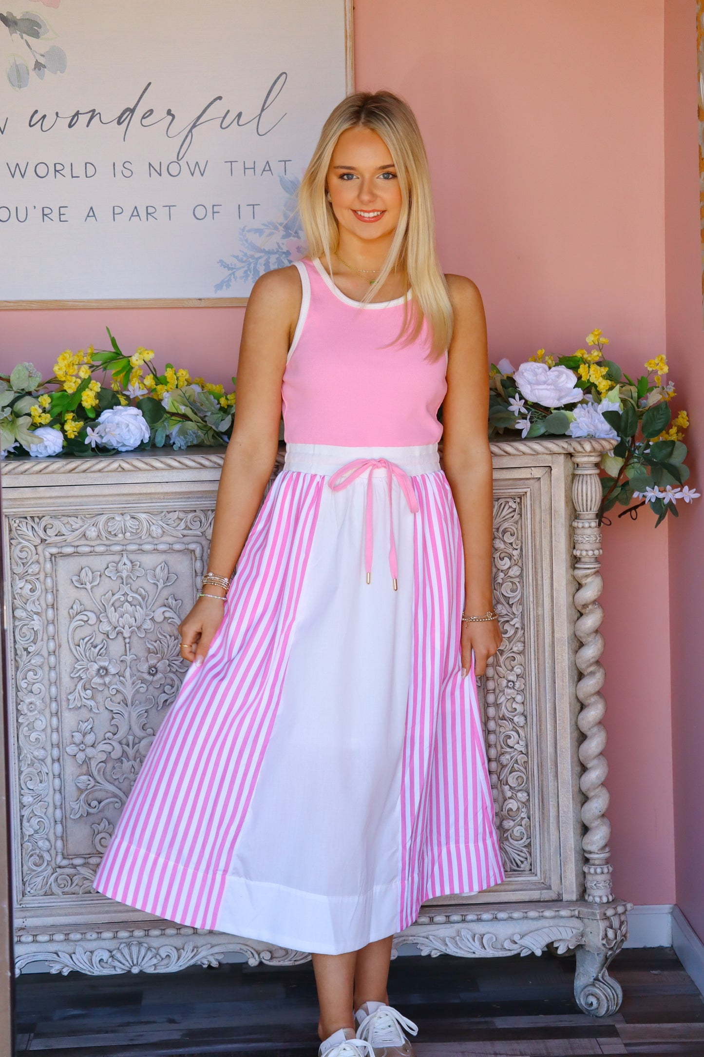 Pink & White Stripe Dress
