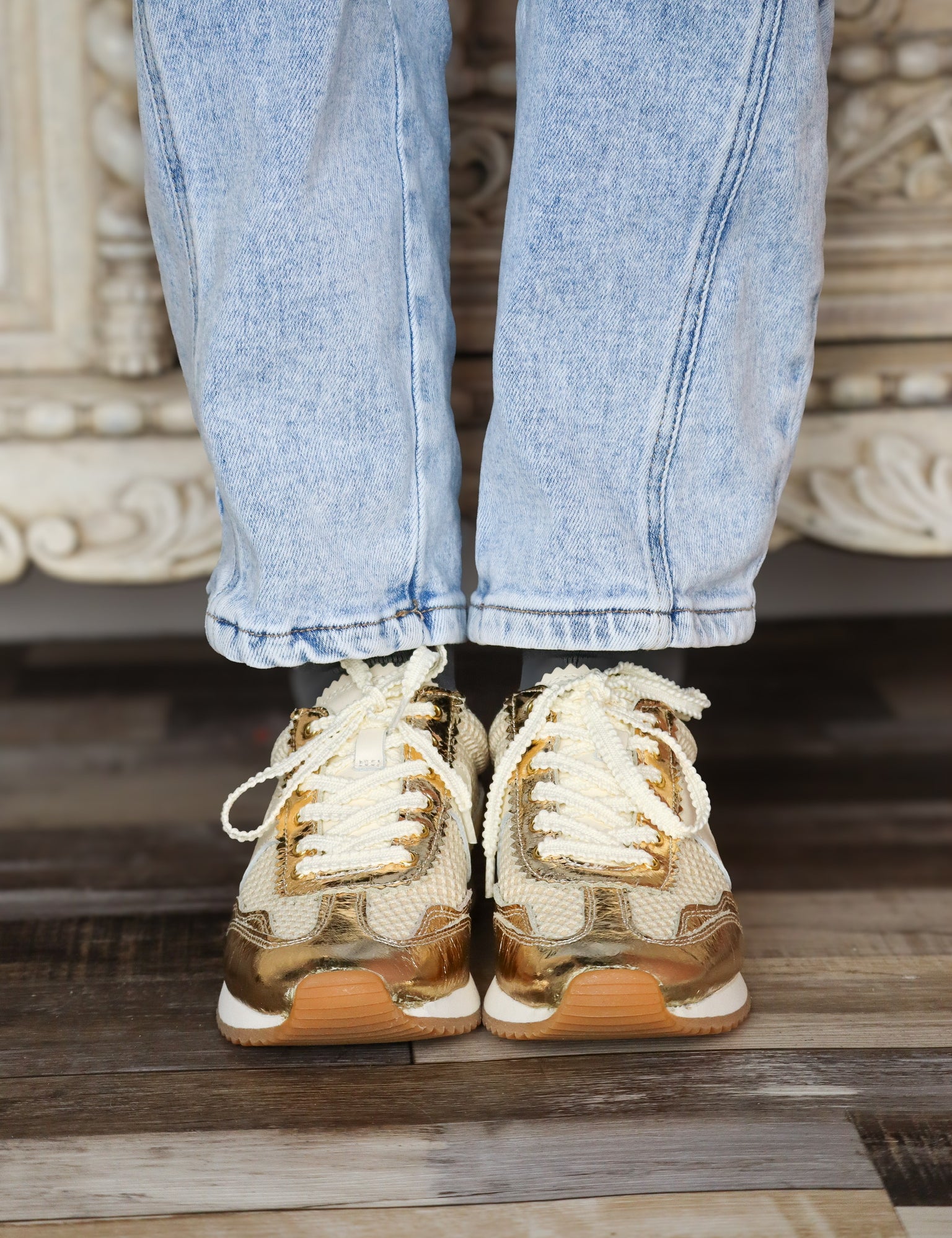 Gold Woven Sneakers