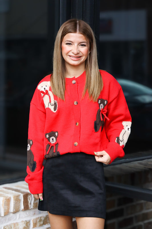 Red Teddy Cardigan