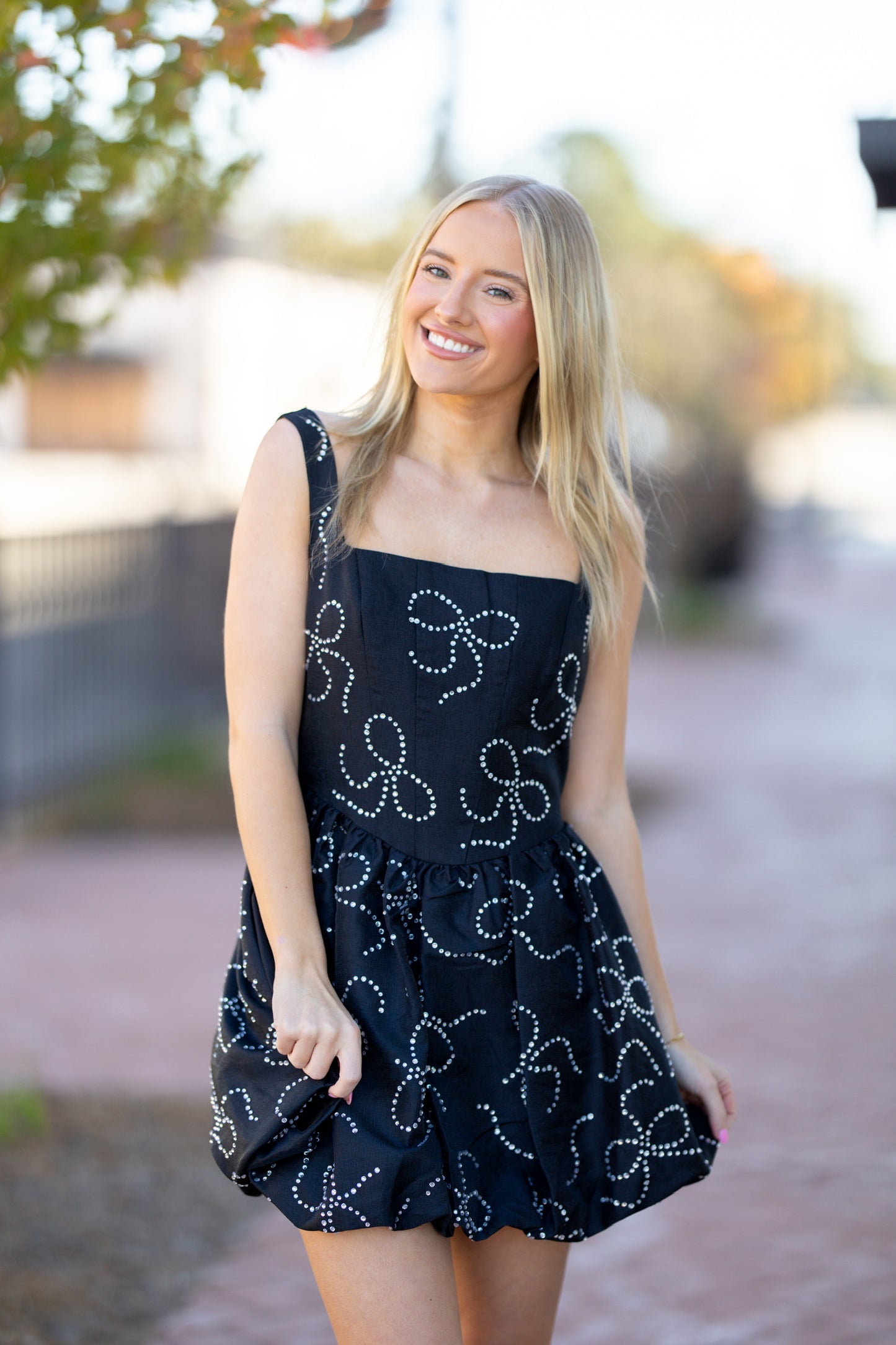 Black Bow Stoned Dress