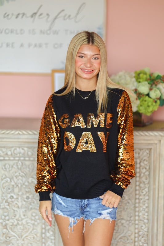 Black and Gold Gameday Sequin Sweater