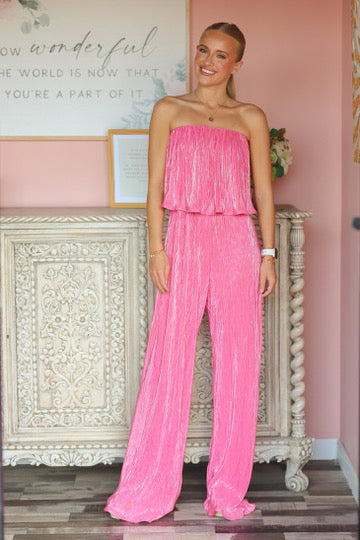 Hot Pink Tube Jumpsuit