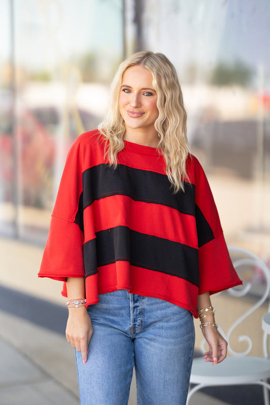 Red and Black crop tee