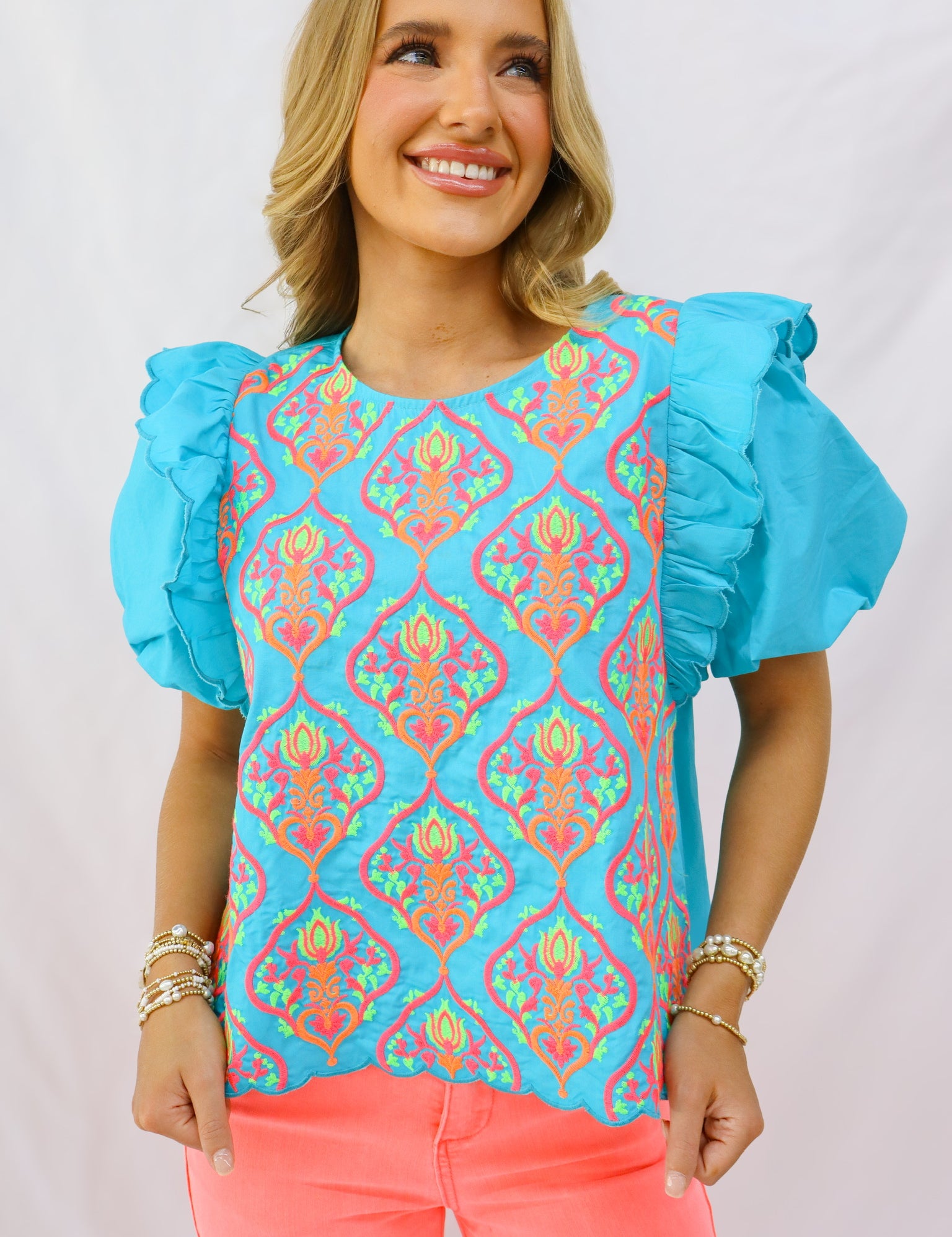 Aqua Blouse Top
