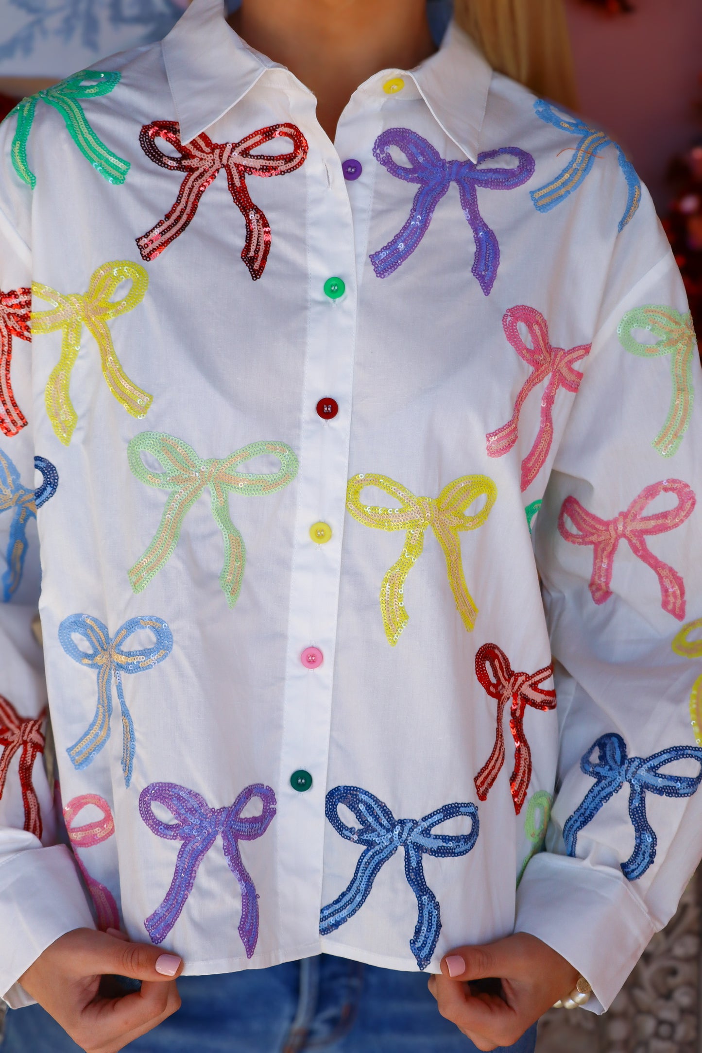 QOS Button Down Bow Top