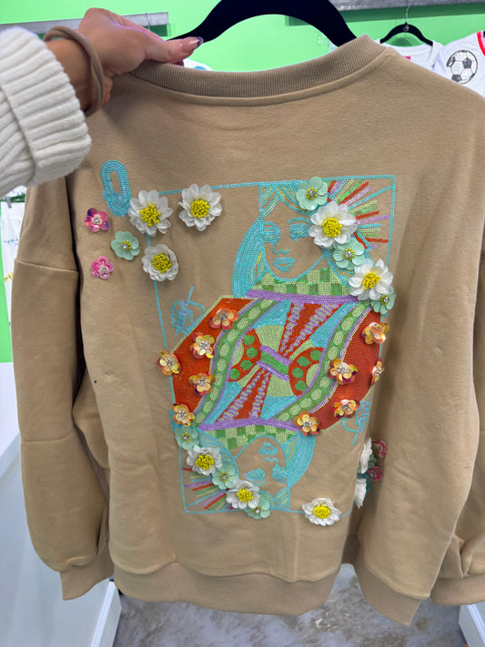 QOS Flower Queen-Card Sweatshirt