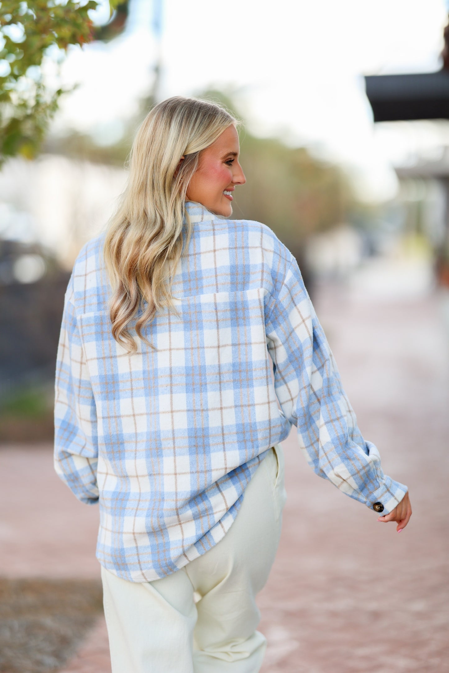 Blue/Cream Plaid Shacket