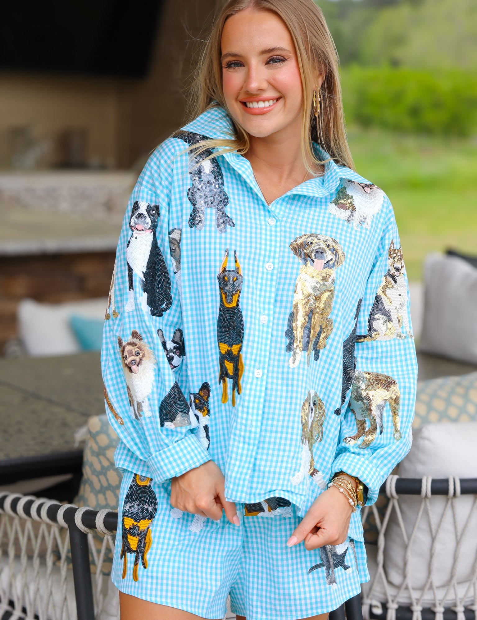QOS Aqua Dog Button Down