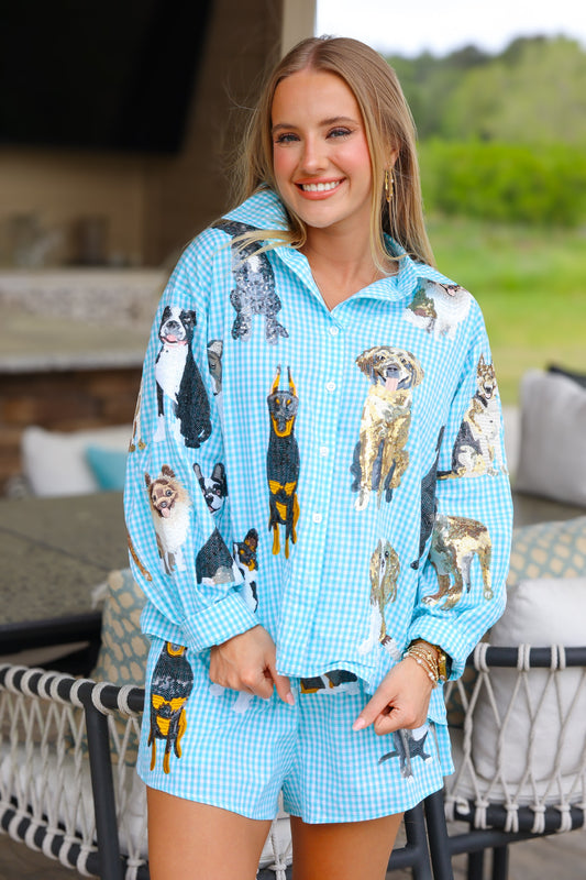 QOS Aqua Dog Button Down