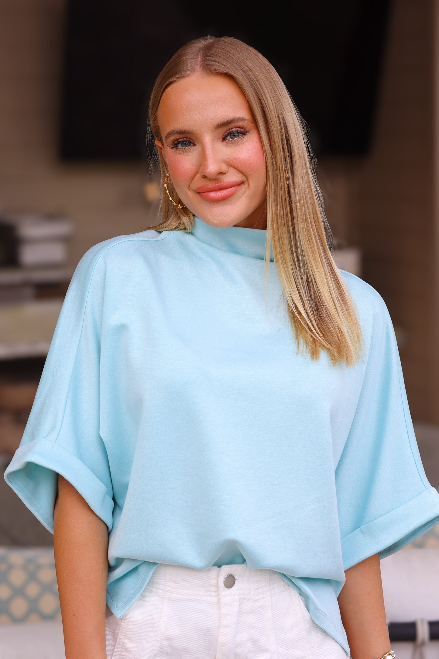 Seafoam Scuba Mock Neck Top