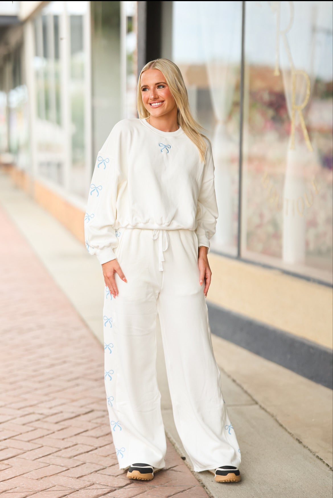 Blue/White Bow Joggers