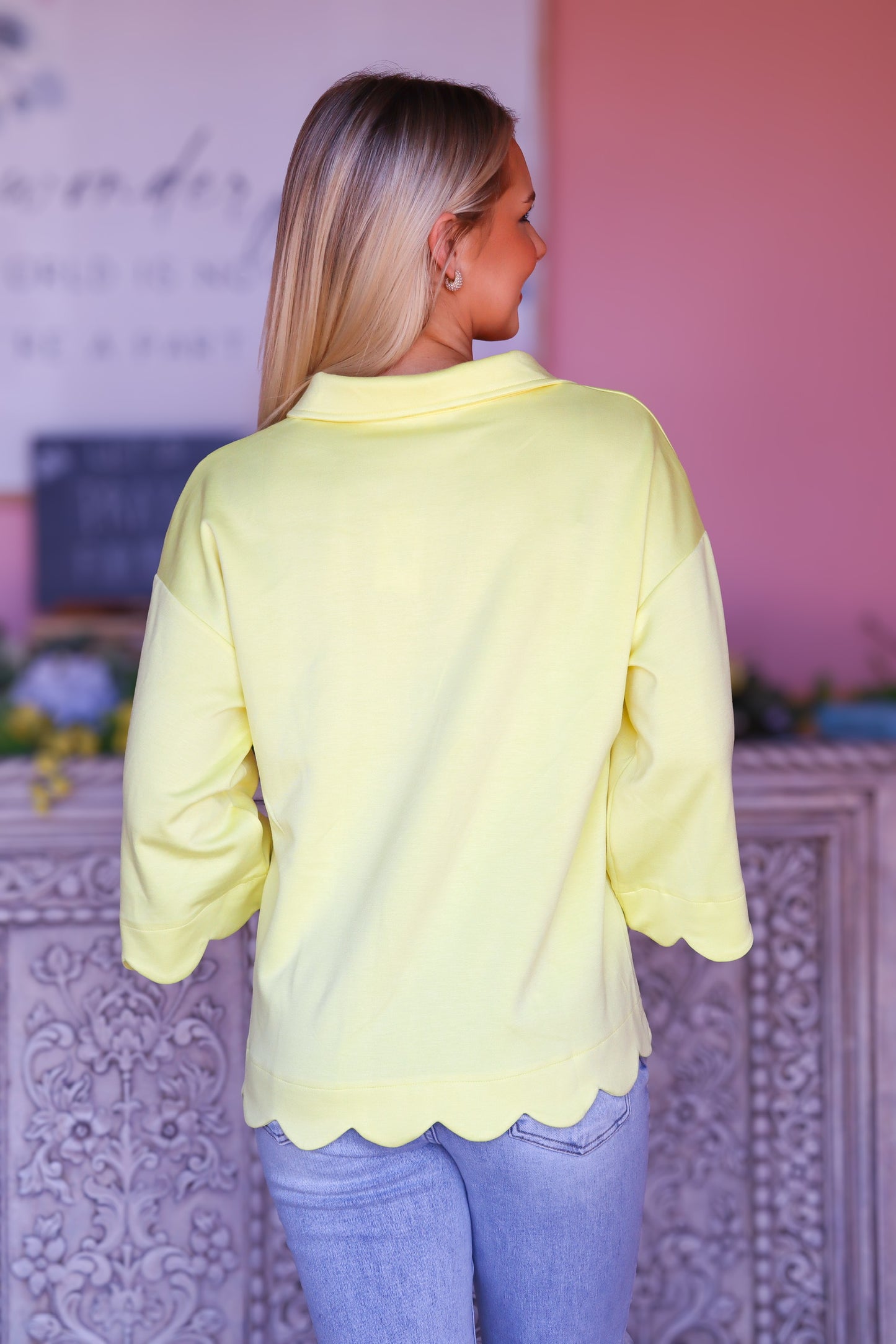 Sunny Yellow Scallop Top