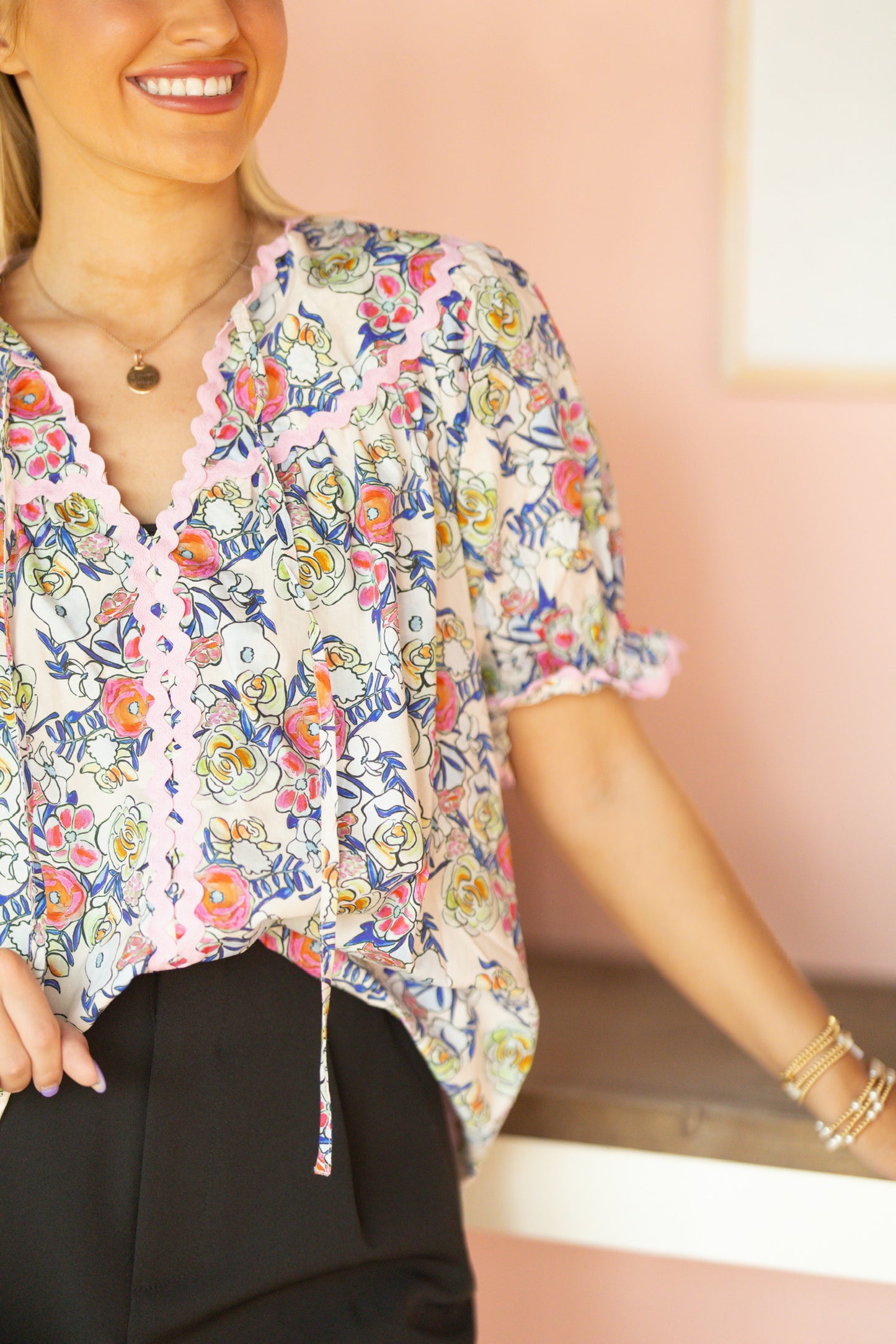 floral scalloped top