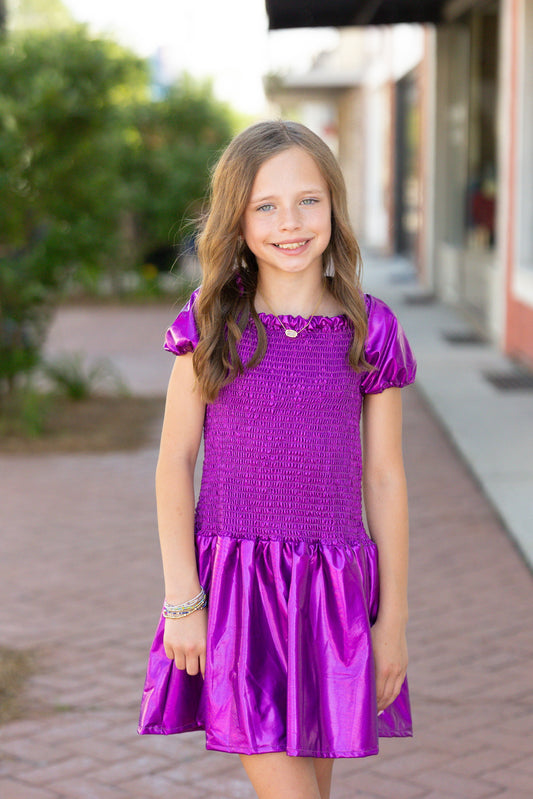 kids smocked purple dress