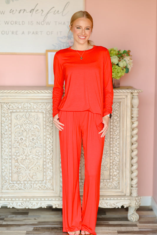 Red Comfy Wide Leg Pant