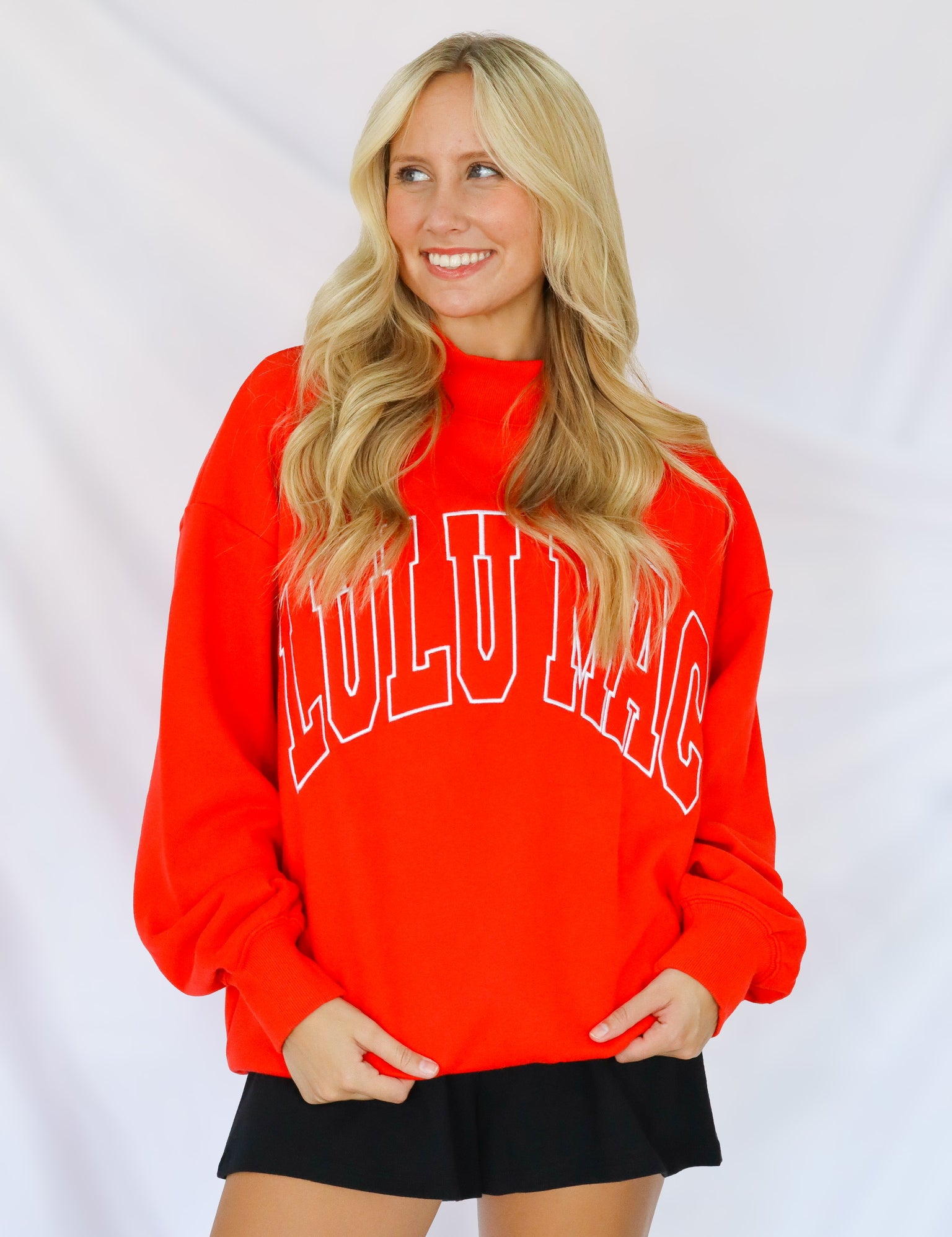 LULU MAC Terrycloth Mock Neck Red