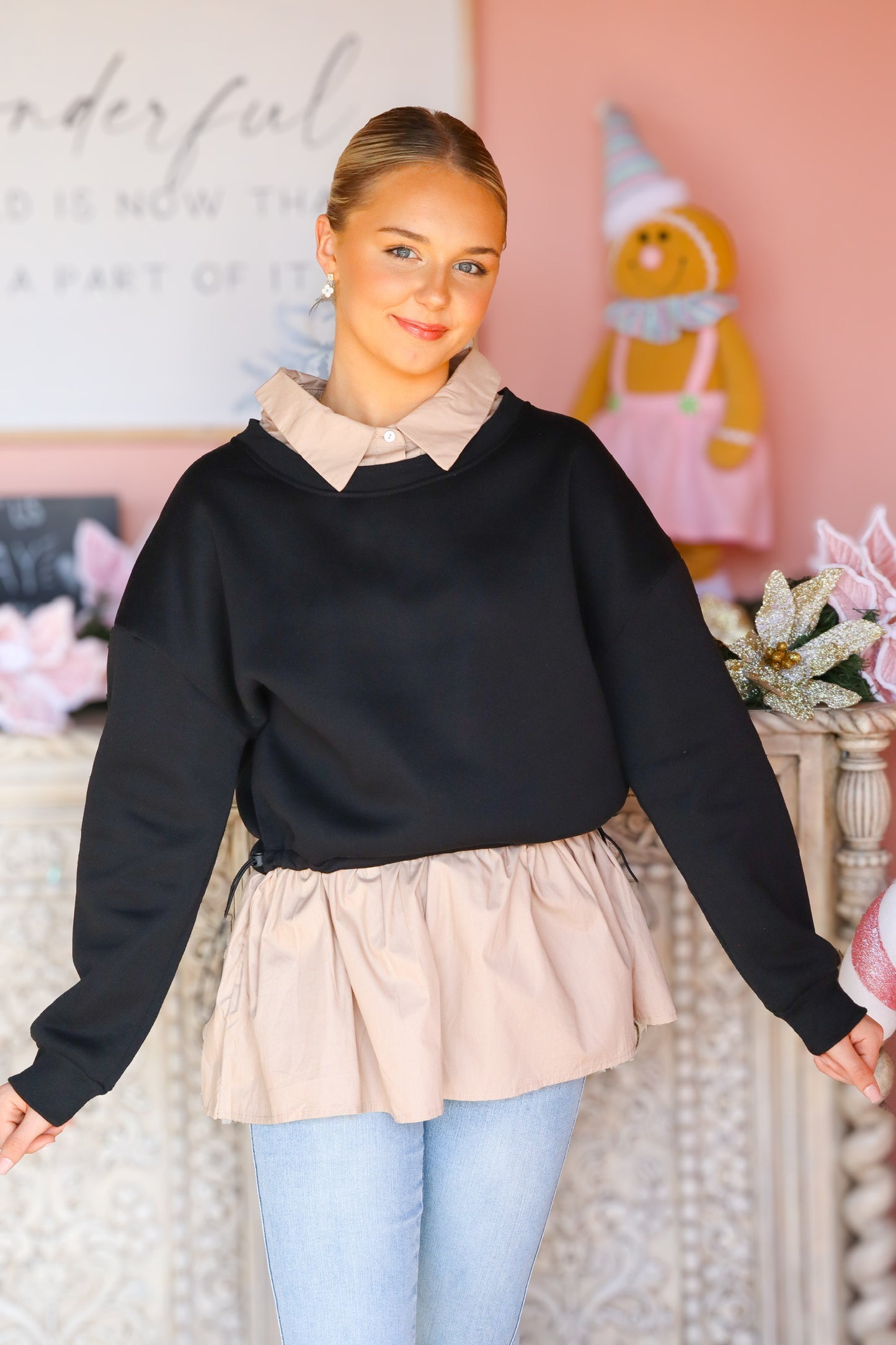 Layered Black & Brown Top