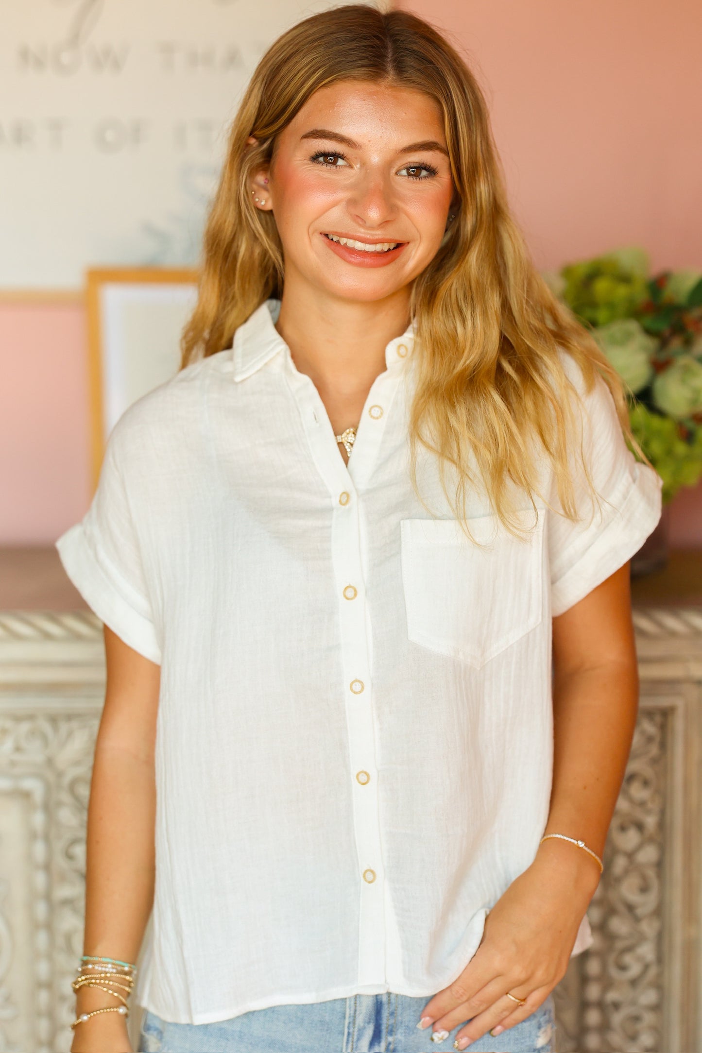 Bright White Button Up