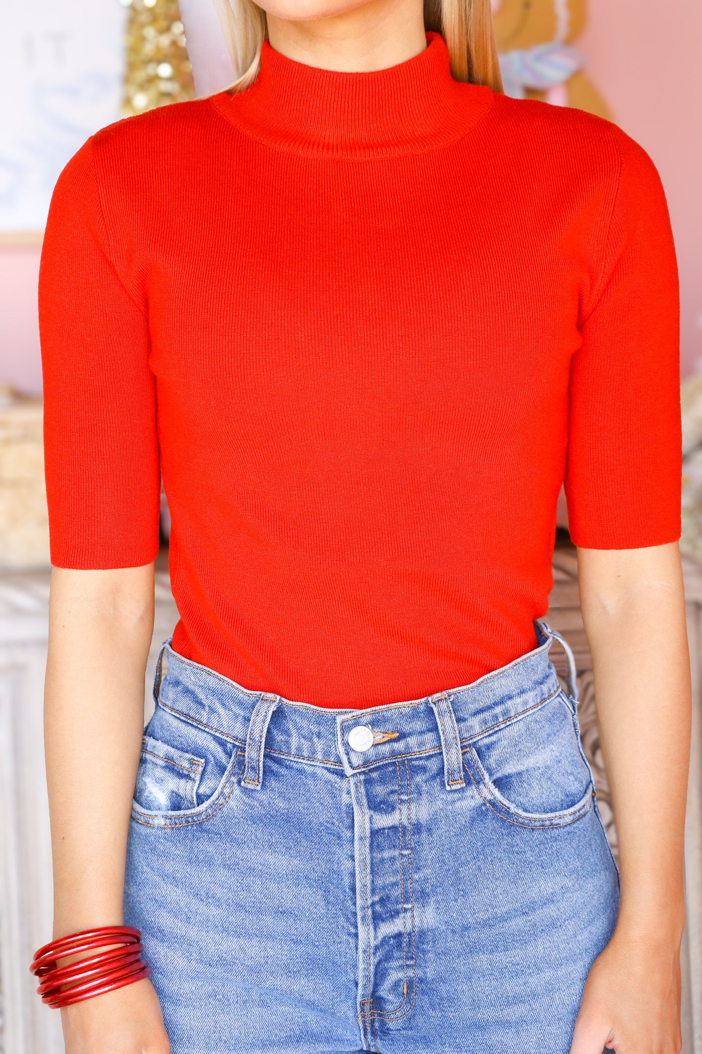 Red Sweater Top