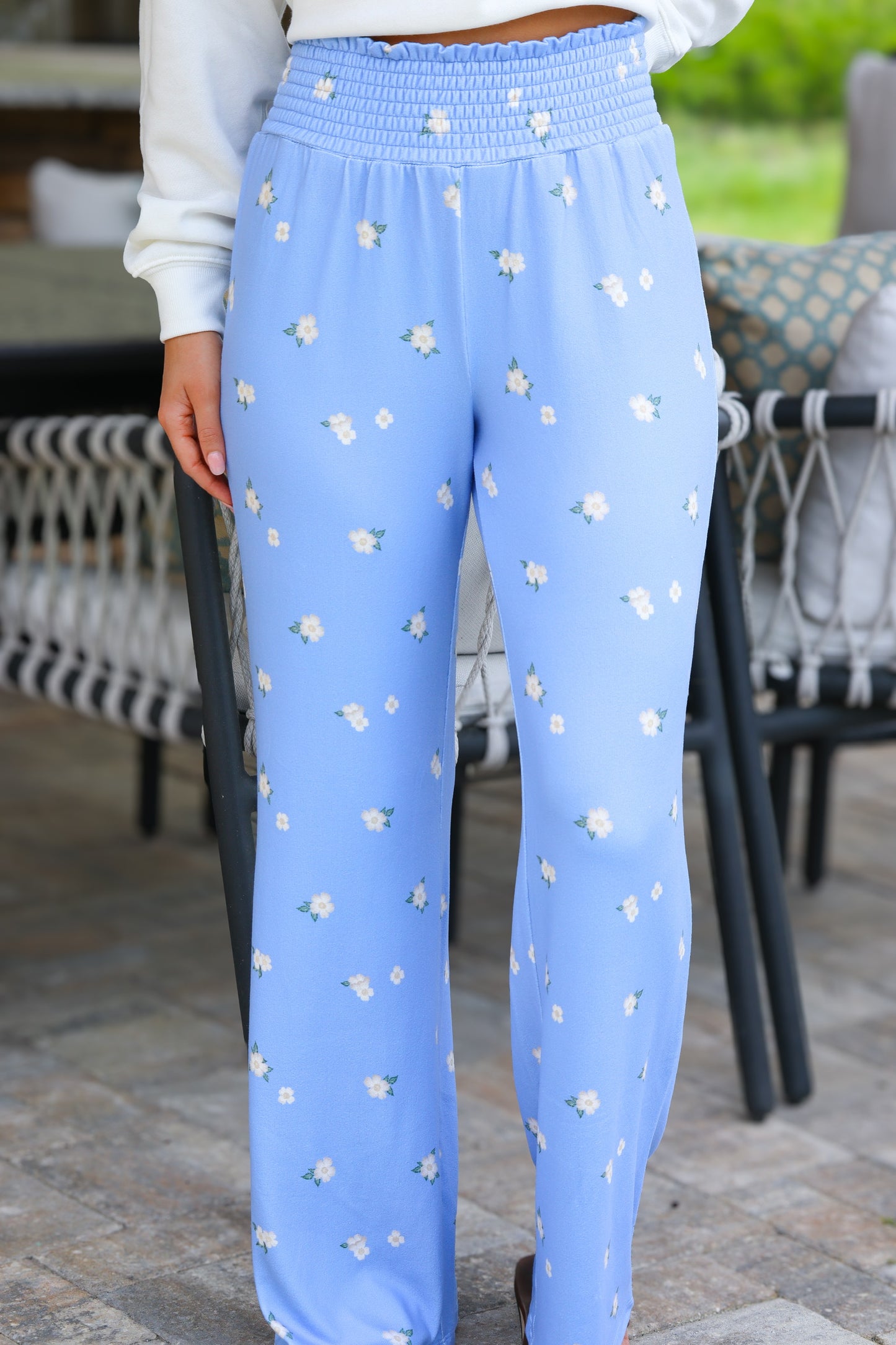 Ice Blue Dawn Floral Pants