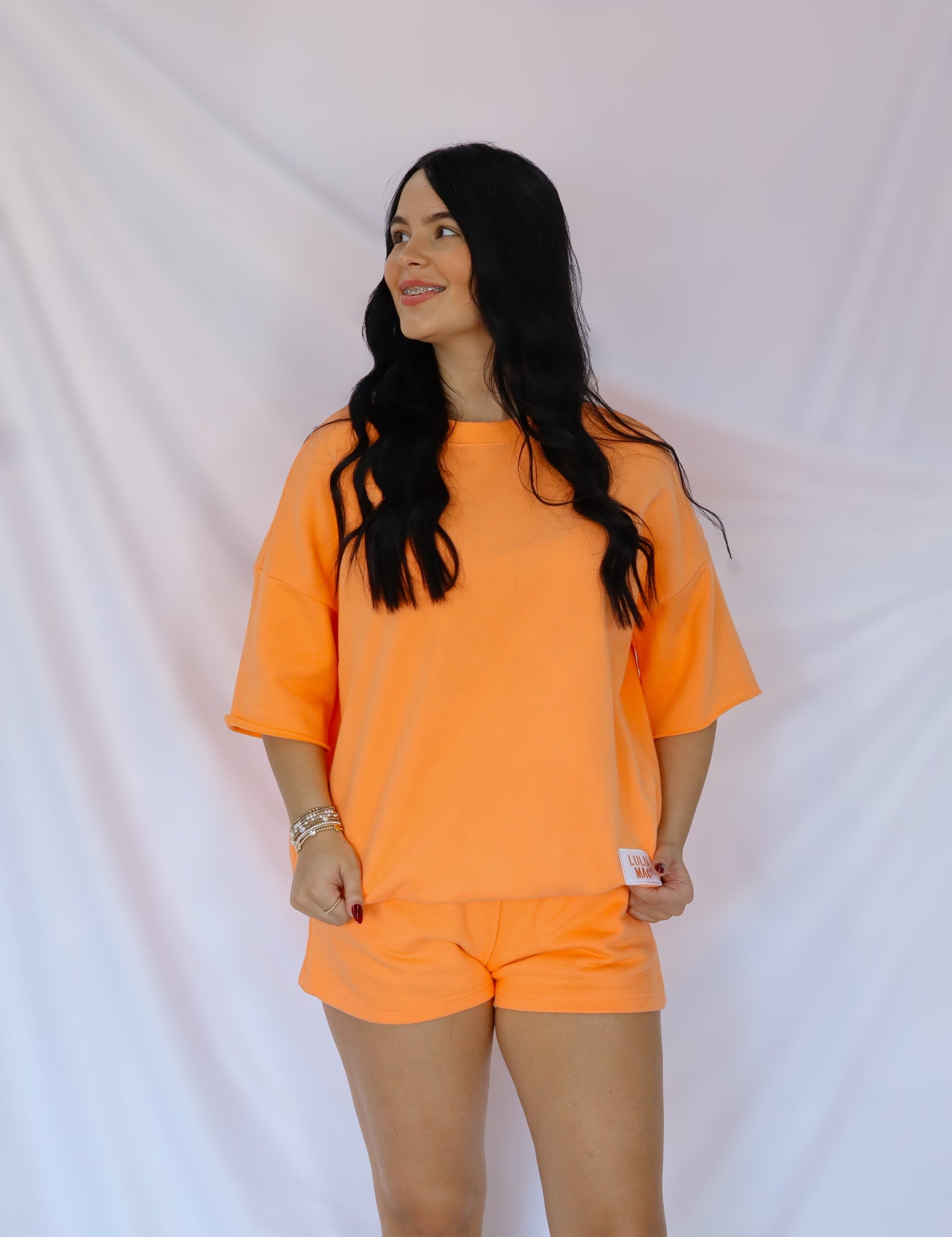 LULU MAC Orange Short Sleeve Terry Cloth