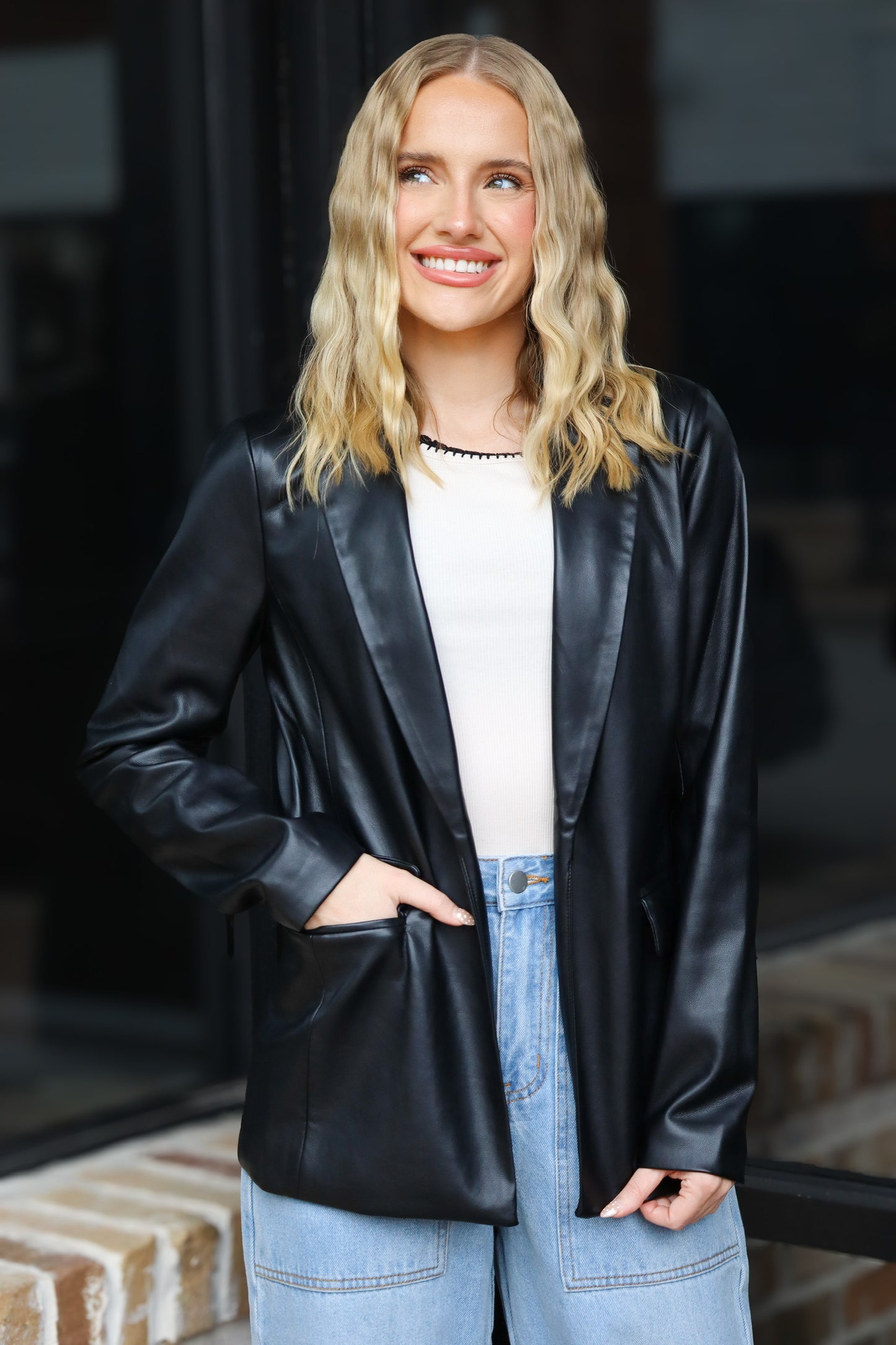 Black Leather Blazer